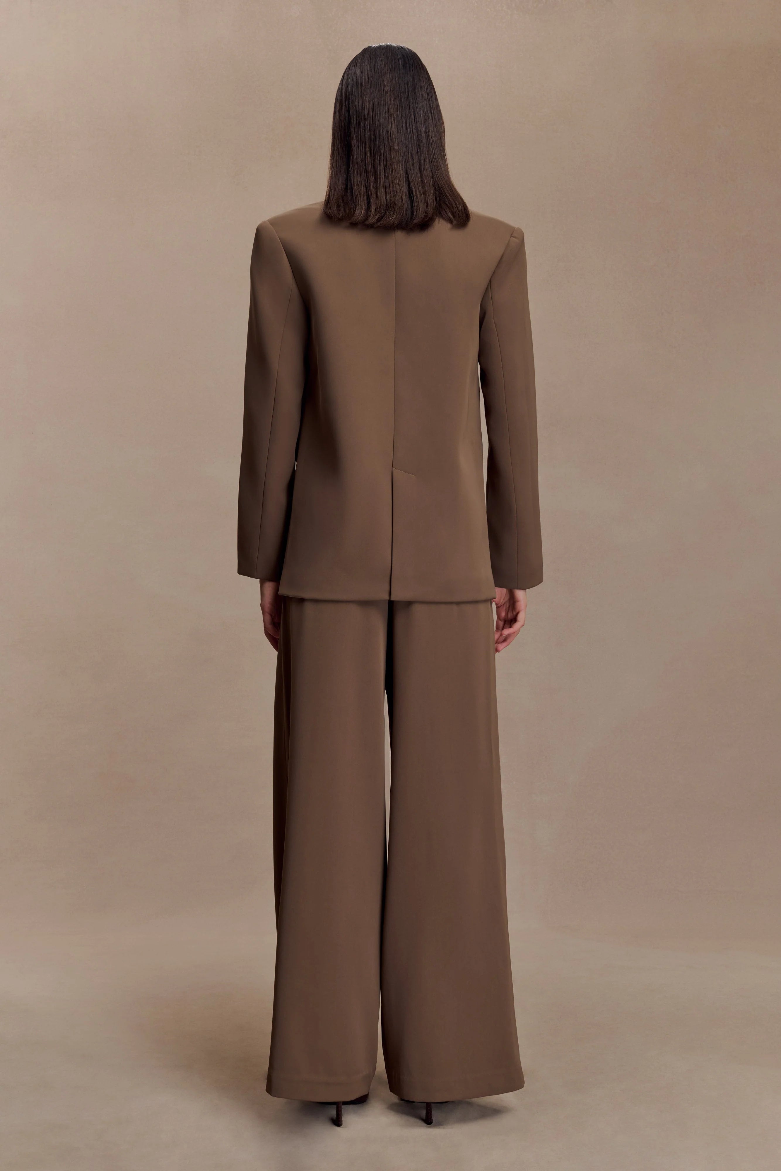 Arlo Wide Leg Suiting Trouser - Cacao Brown