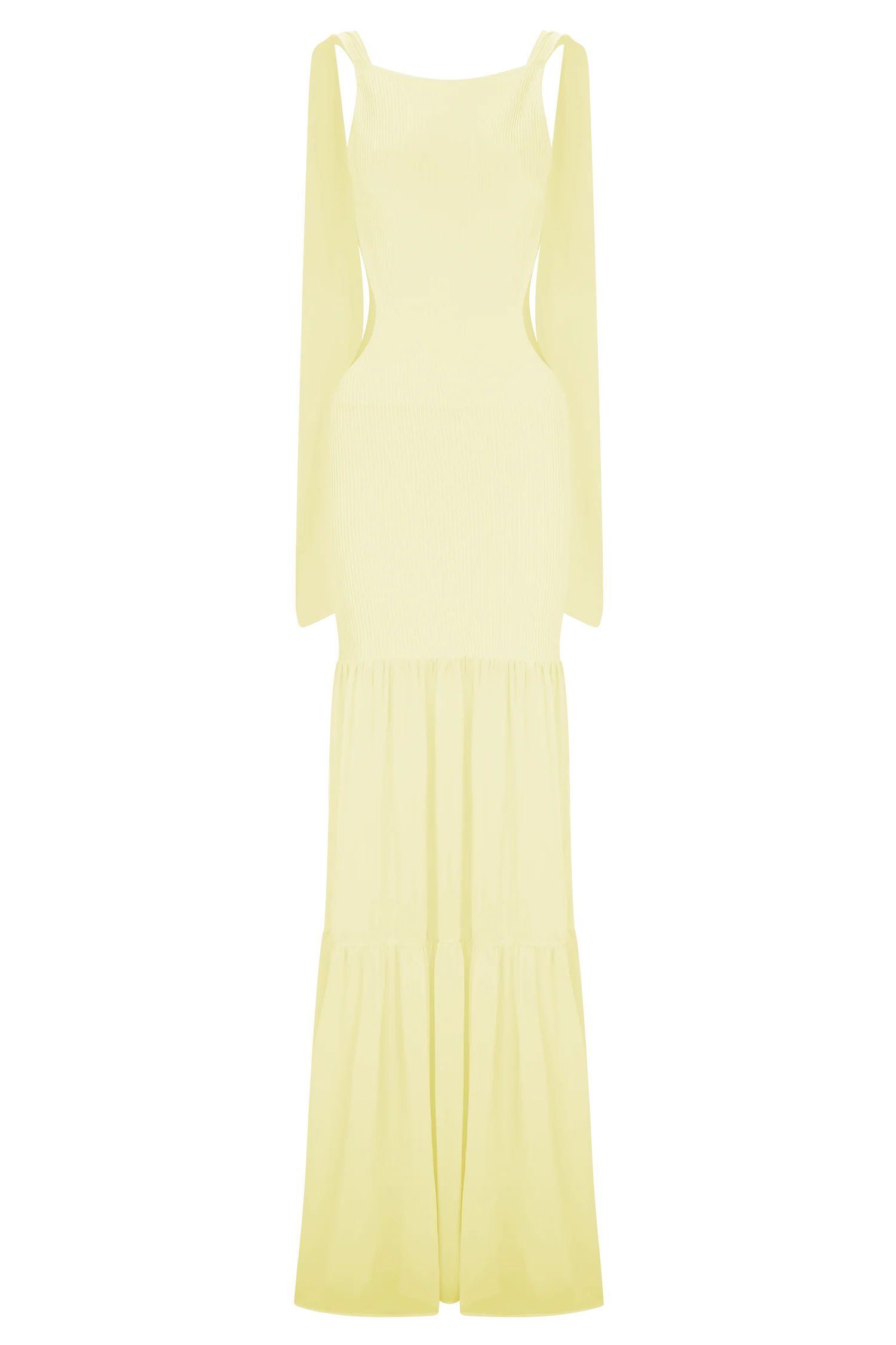 Haille Knit Chiffon Maxi Dress - Lemon