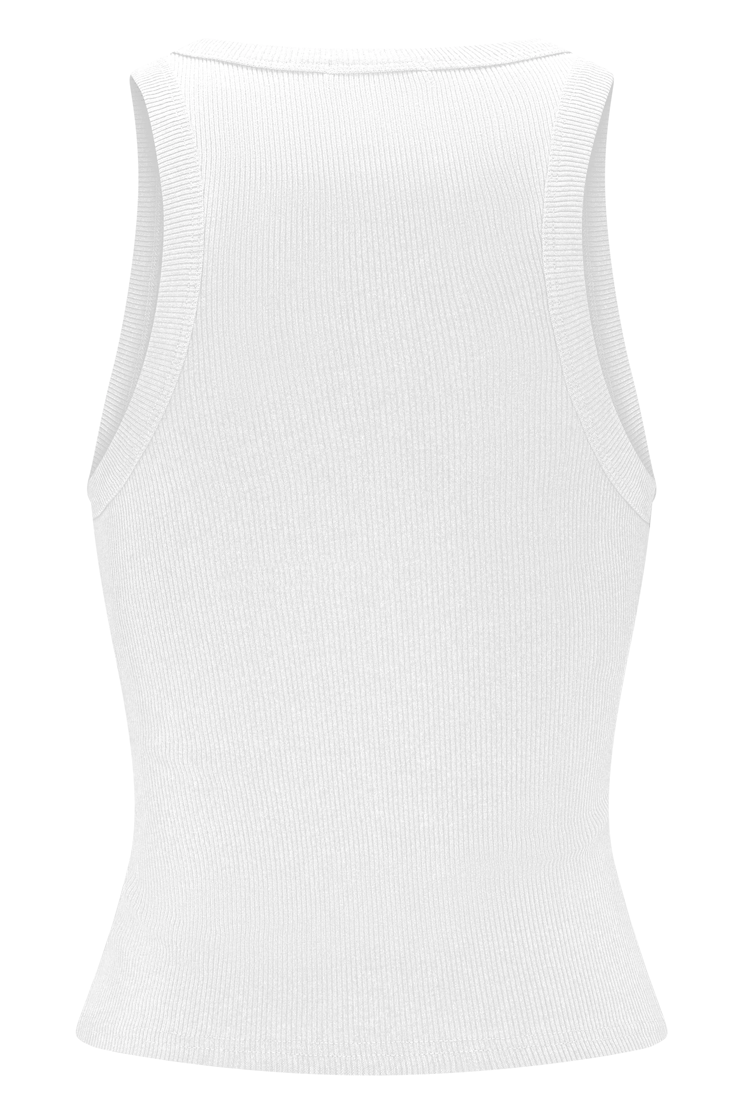 Lola Ribbed Sleeveless Top With Hardware - White