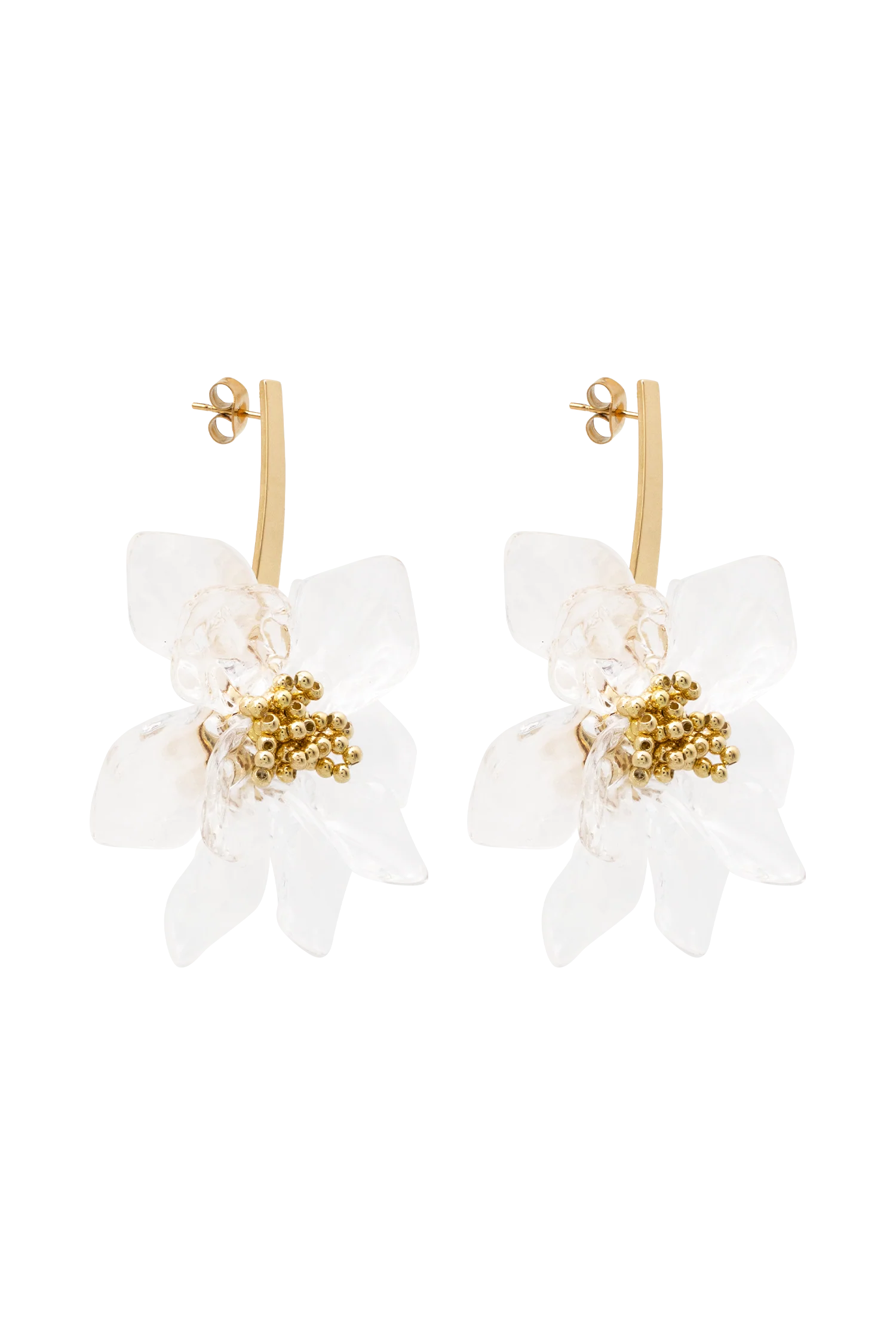 Naomi Acrylic Flower Earring - Gold