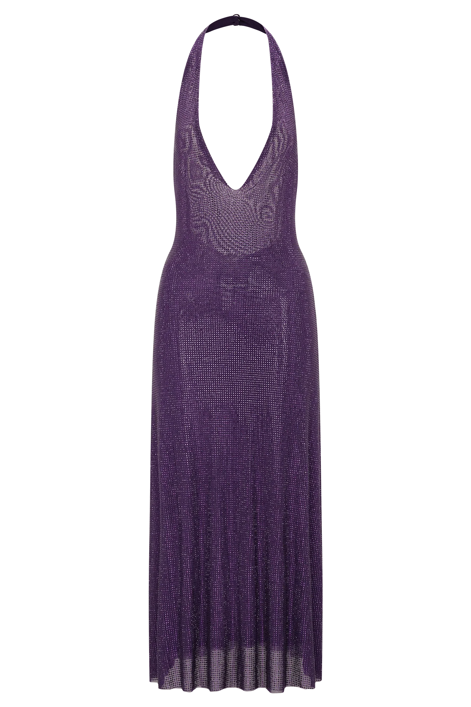 Genie Diamante Halter Midi Dress - Purple