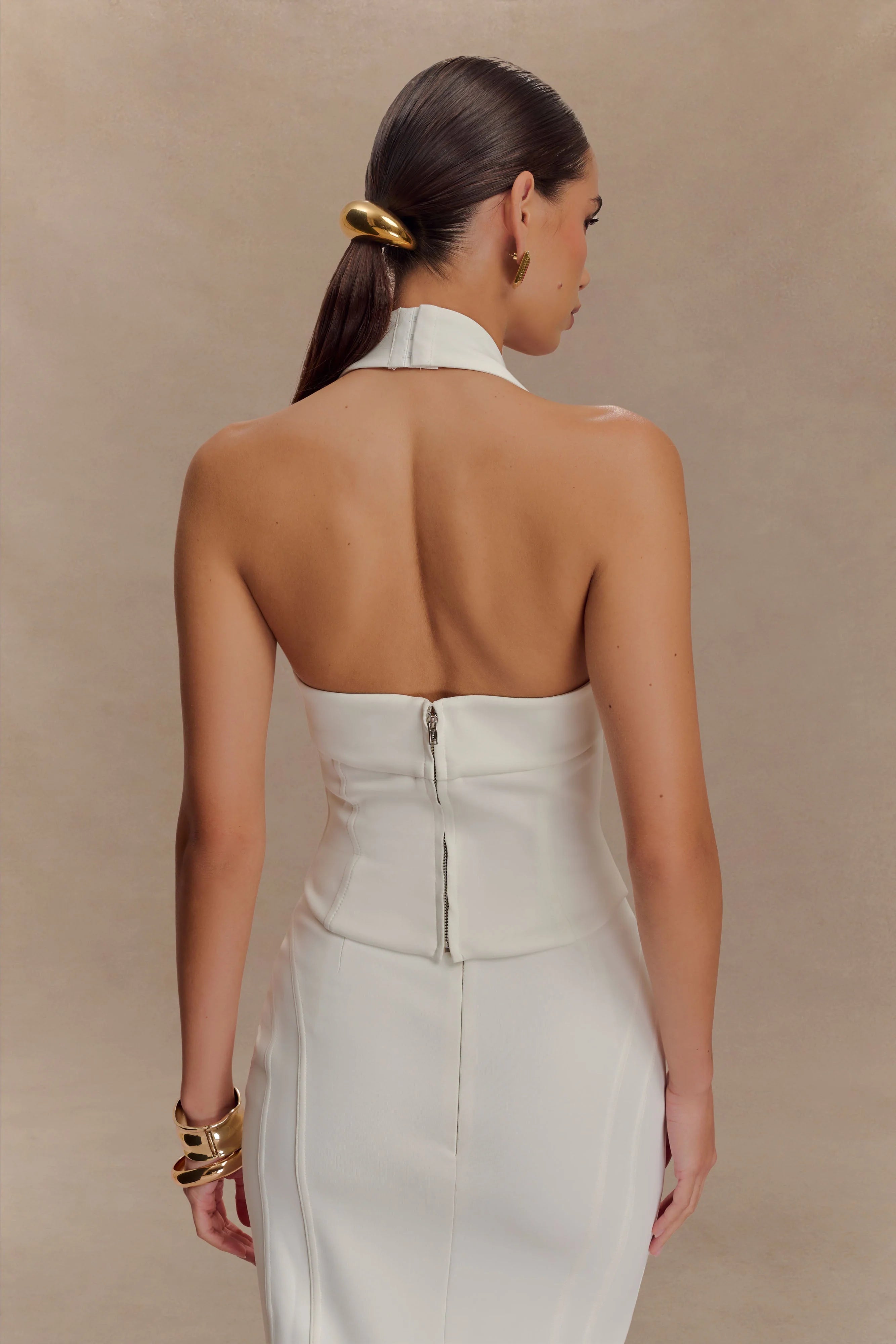 Meadow Corset Halter Top - White