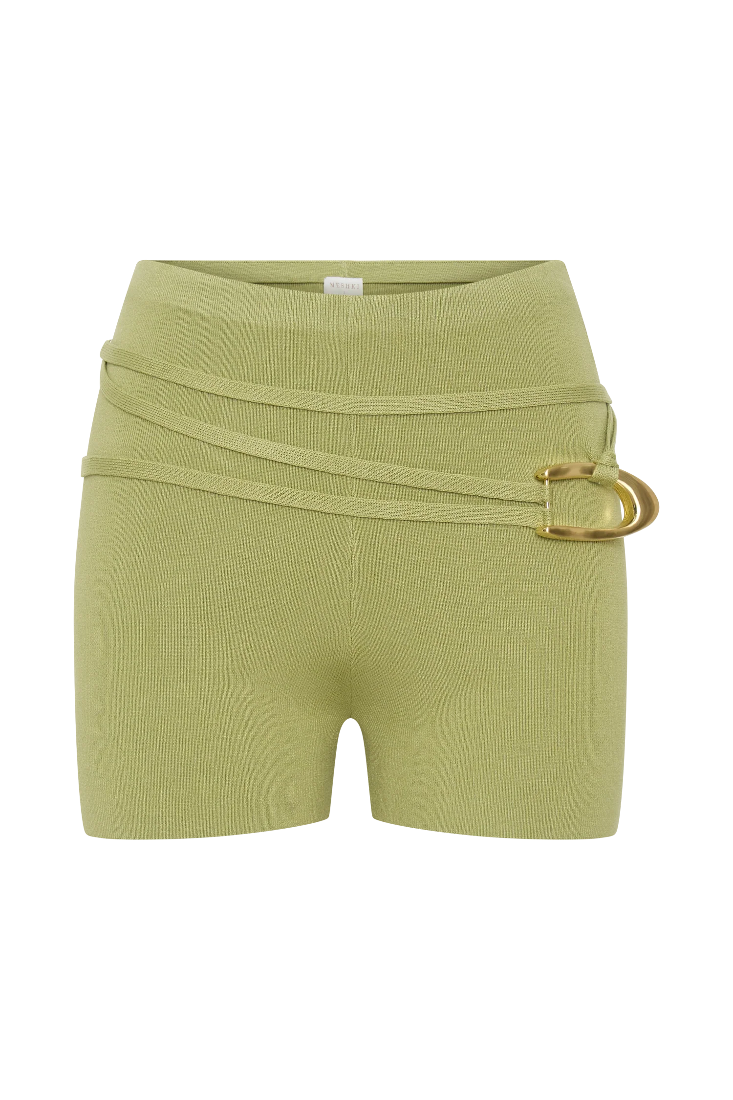 Dimitri Mini Knit Shorts With Belt - Light Olive