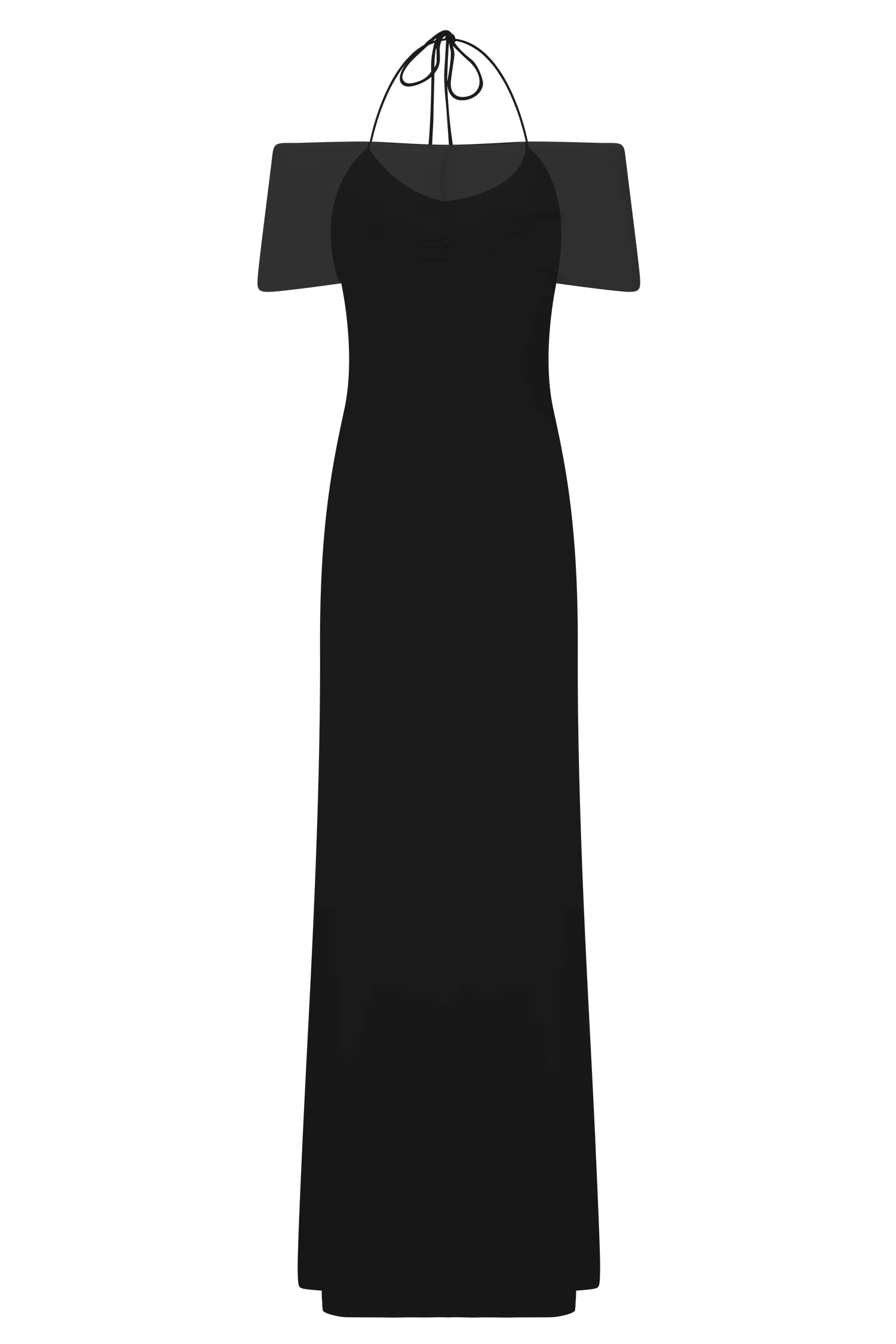 Bernadina Mesh And Slinky Halter Maxi Dress - Black
