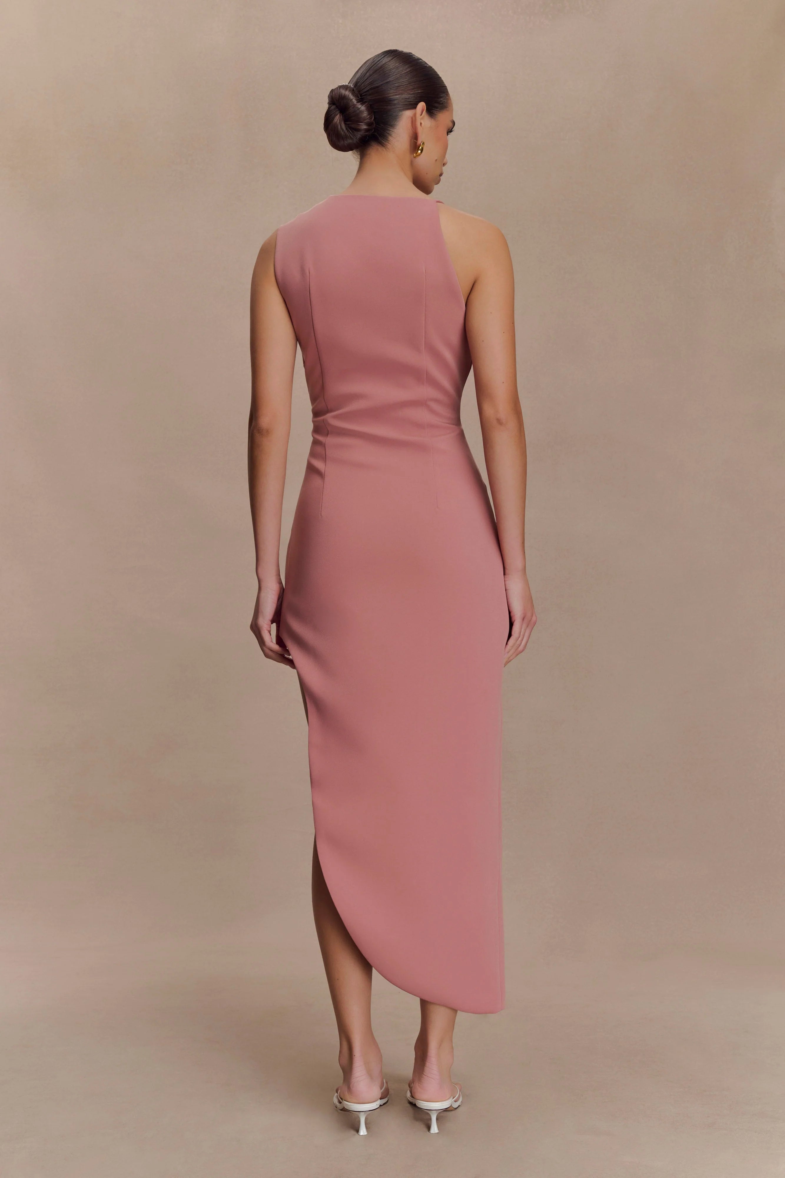 Virginia Suiting Embroidered Midi Dress - Burnt Rose