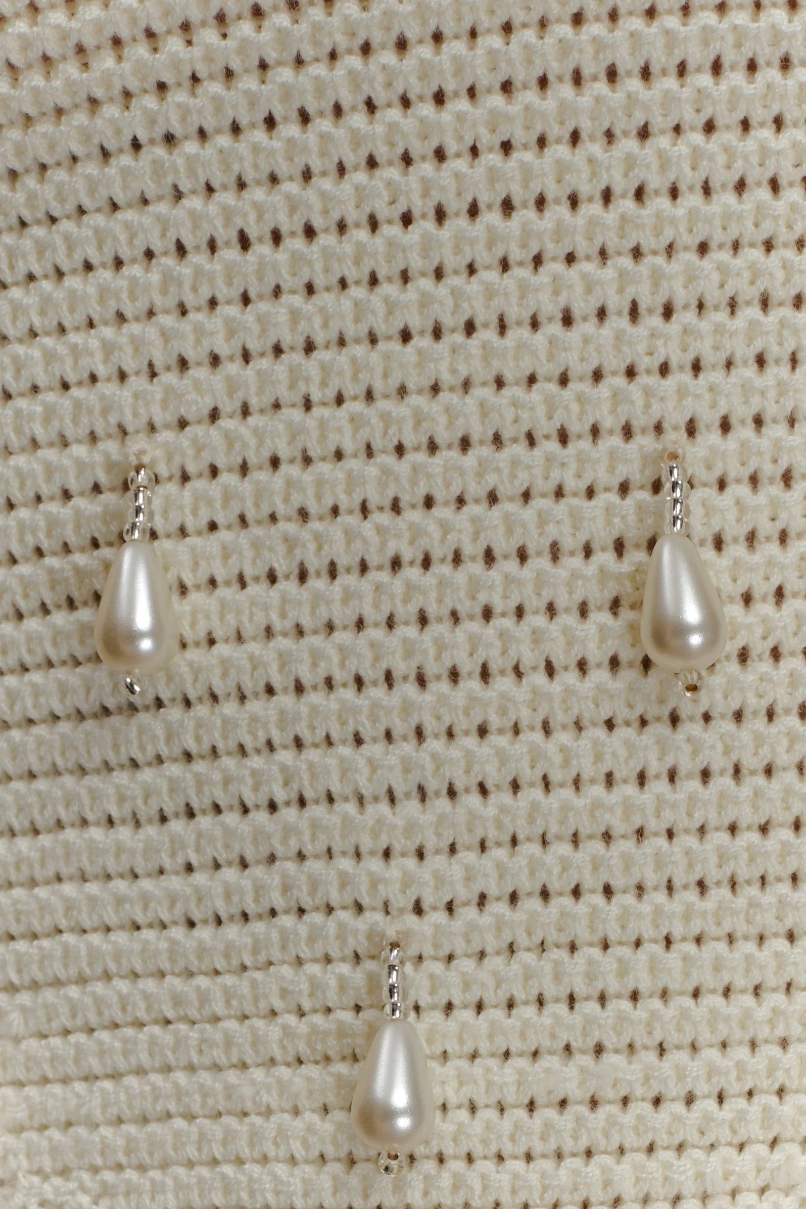 Aletta Knit Pearl Halter Top - Ivory