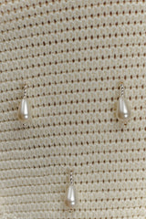 Aletta Knit Pearl Halter Top - Ivory