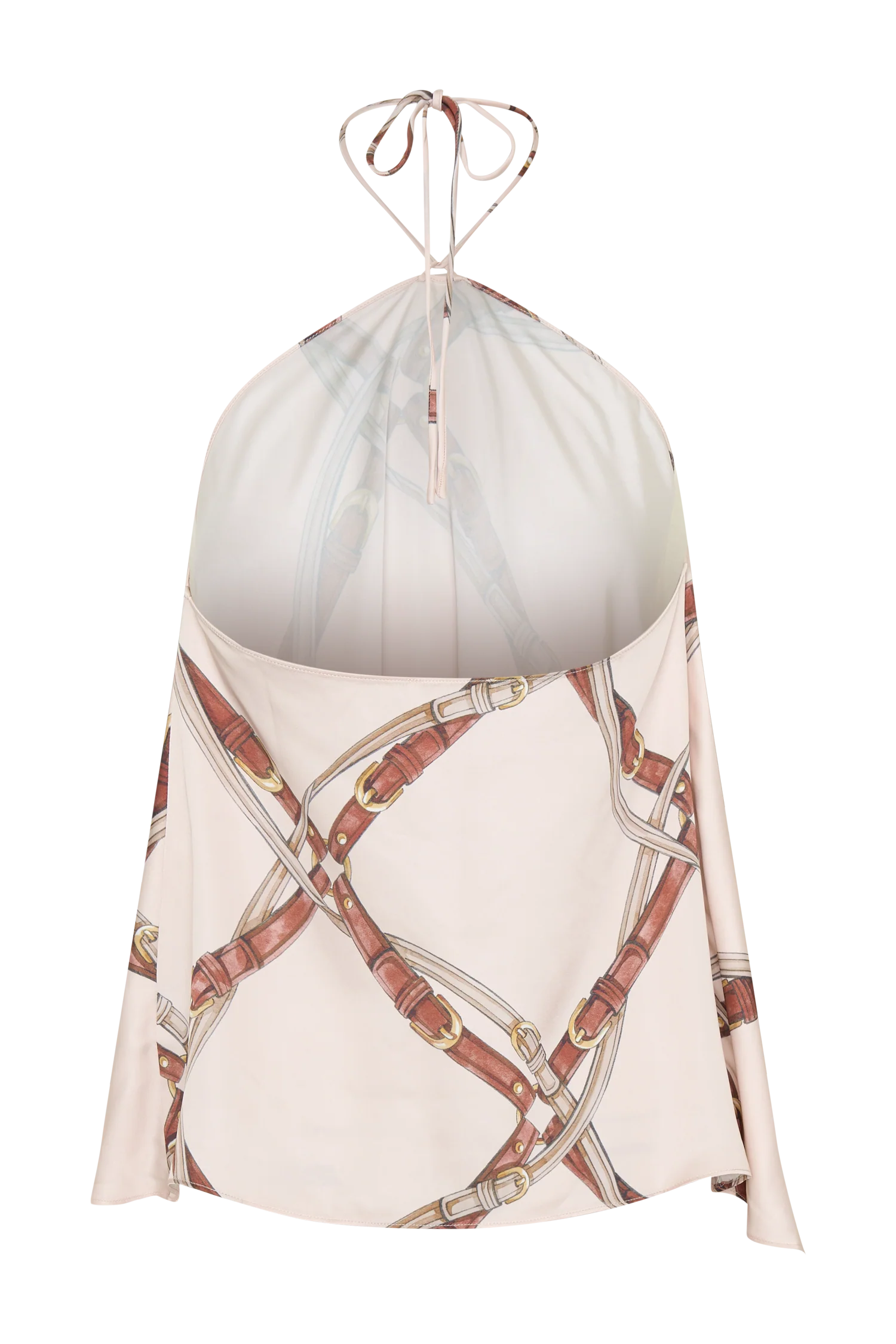 Adelaide Draped Satin Halter Top - Chain Print