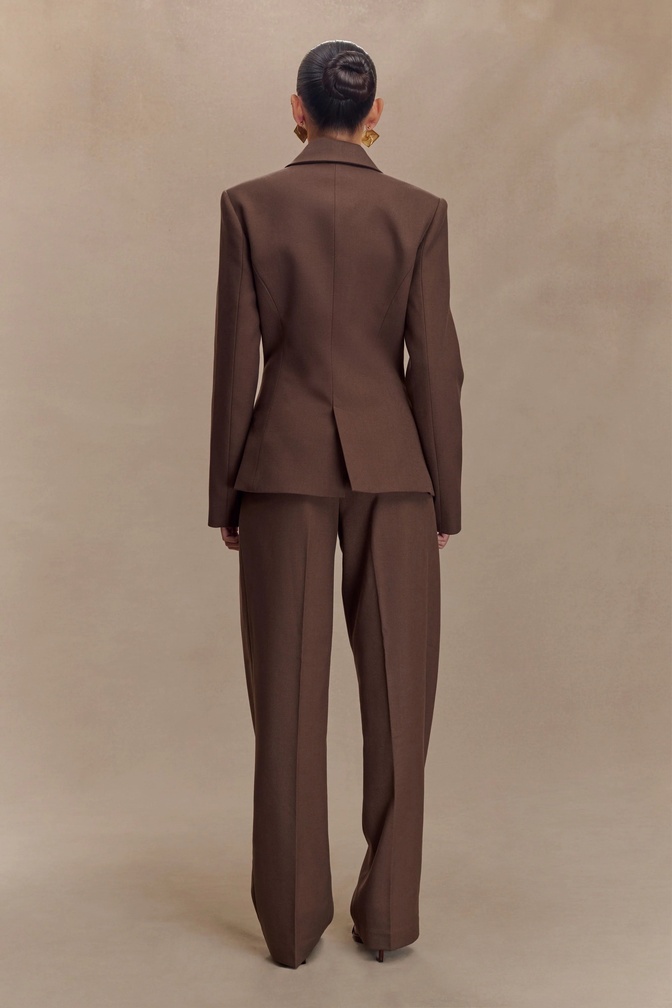 Penelope Pleated High Waisted Pants - Chocolate