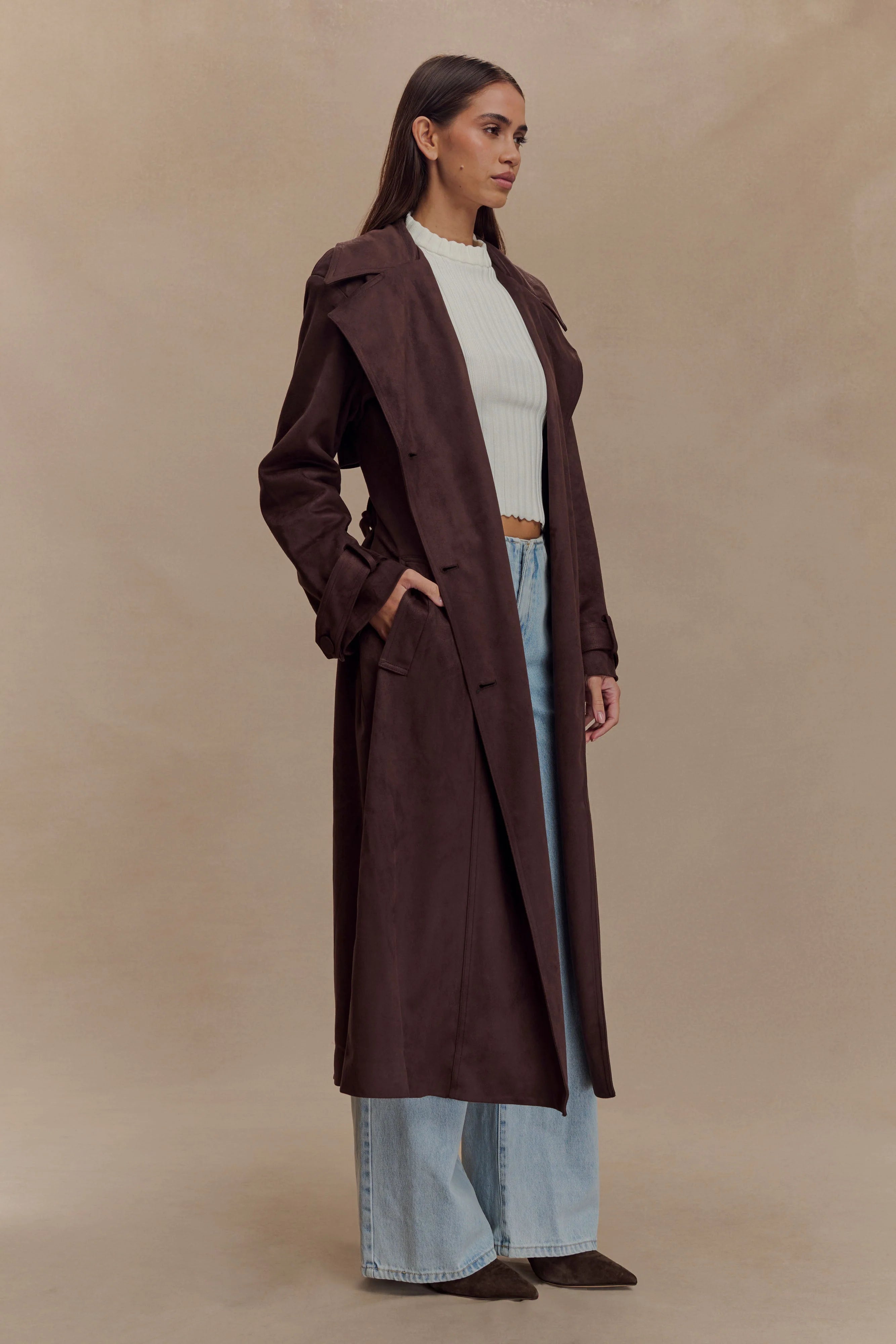 Marc Faux Suede Coat - Cocoa Chocolate