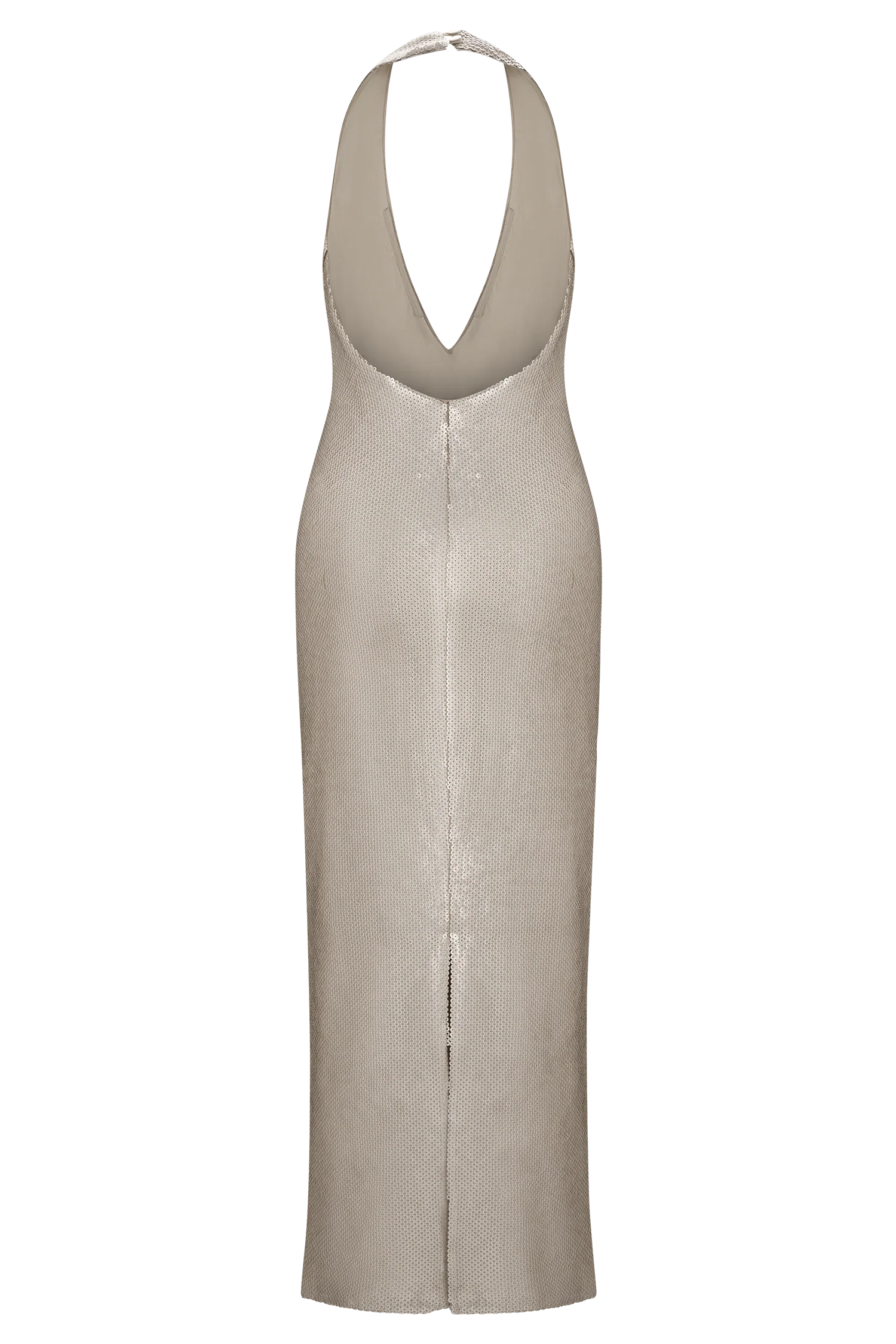 Carnation Sequin Halter Midi Dress - Gold