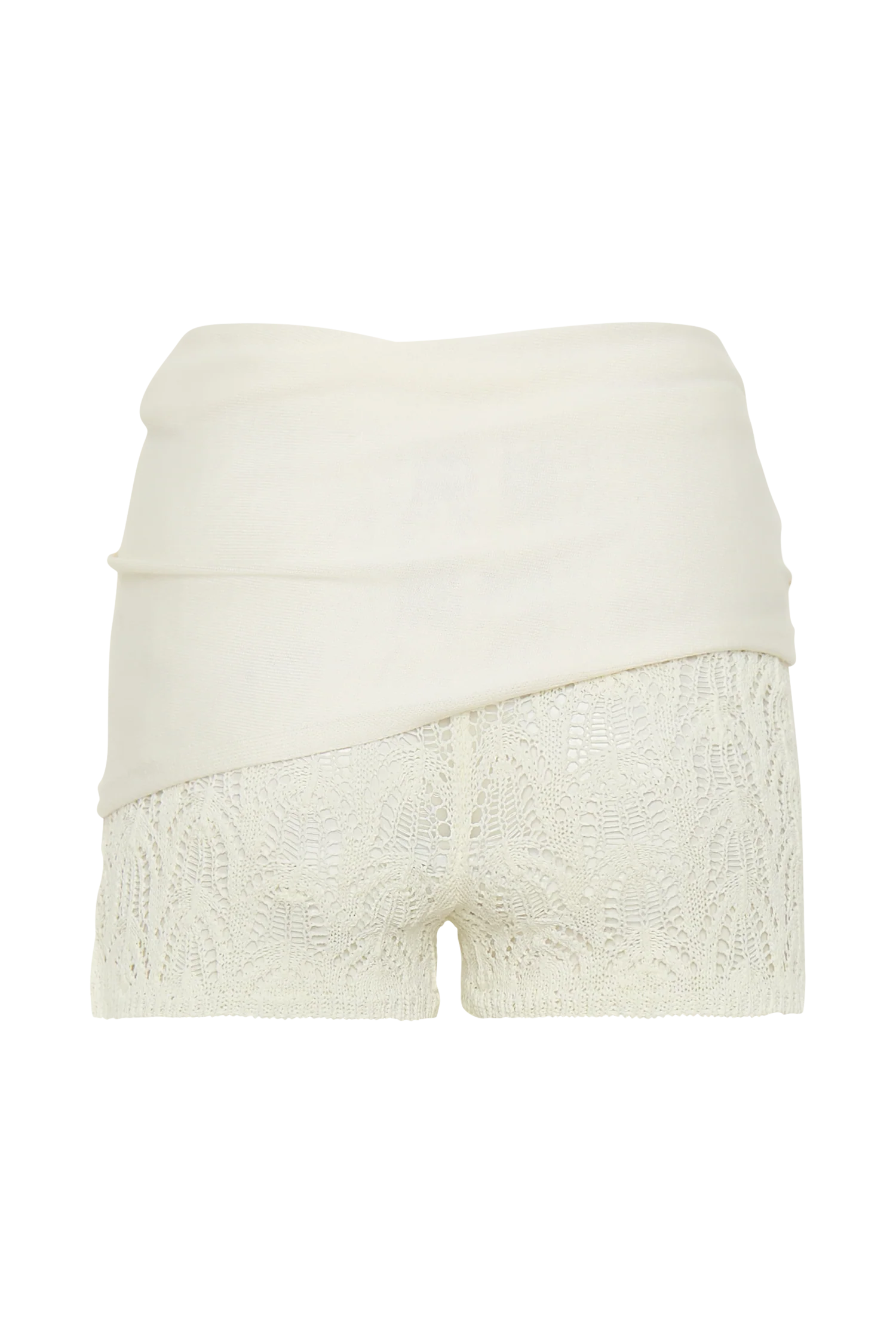 Liora Crochet Shorts With Knit Overlay - Ivory