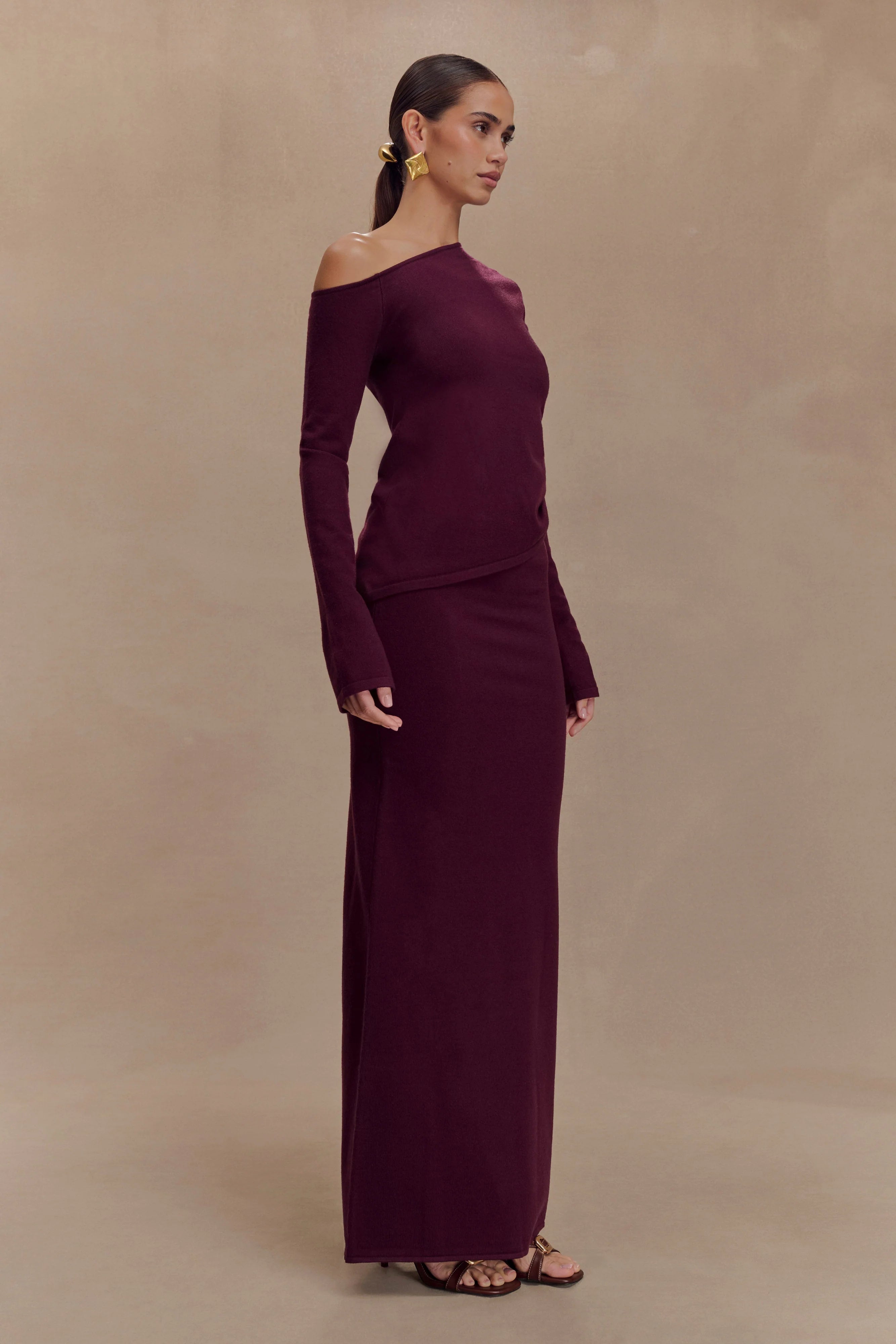 Miles Off Shoulder Knit Top - Plum