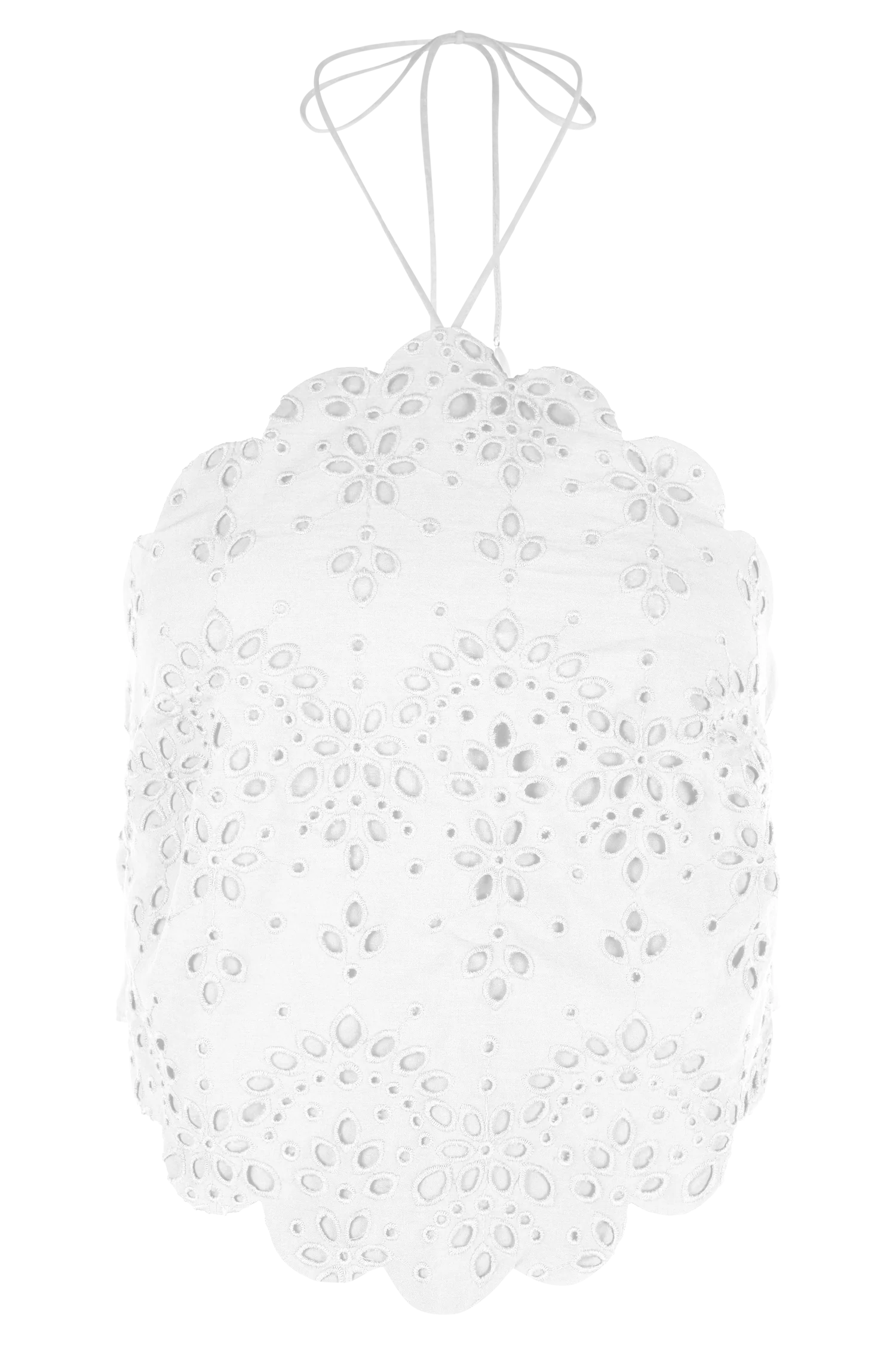 Kensley Broderie Halter Top - White