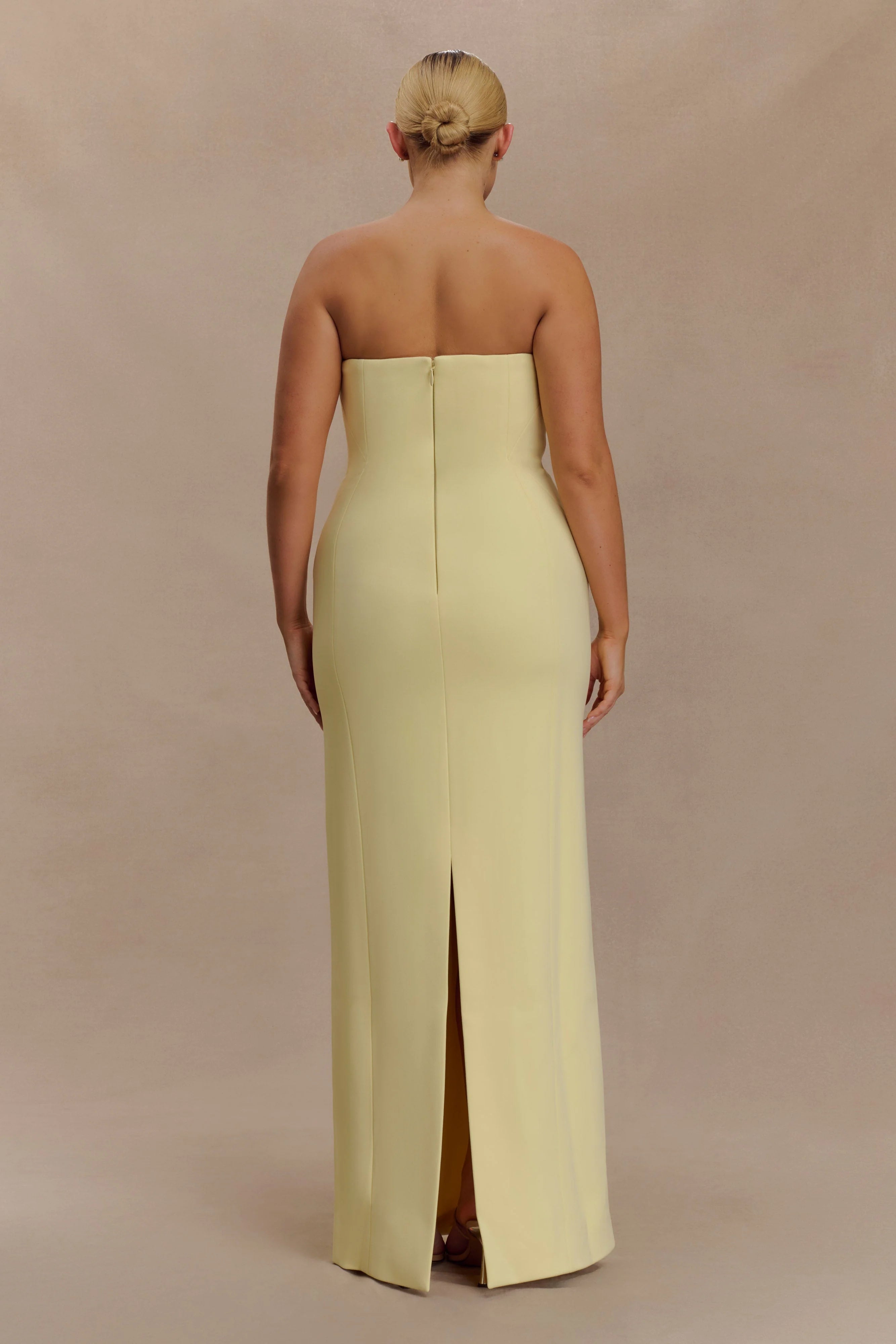 Kalila Strapless Crepe Maxi Dress - Lemon