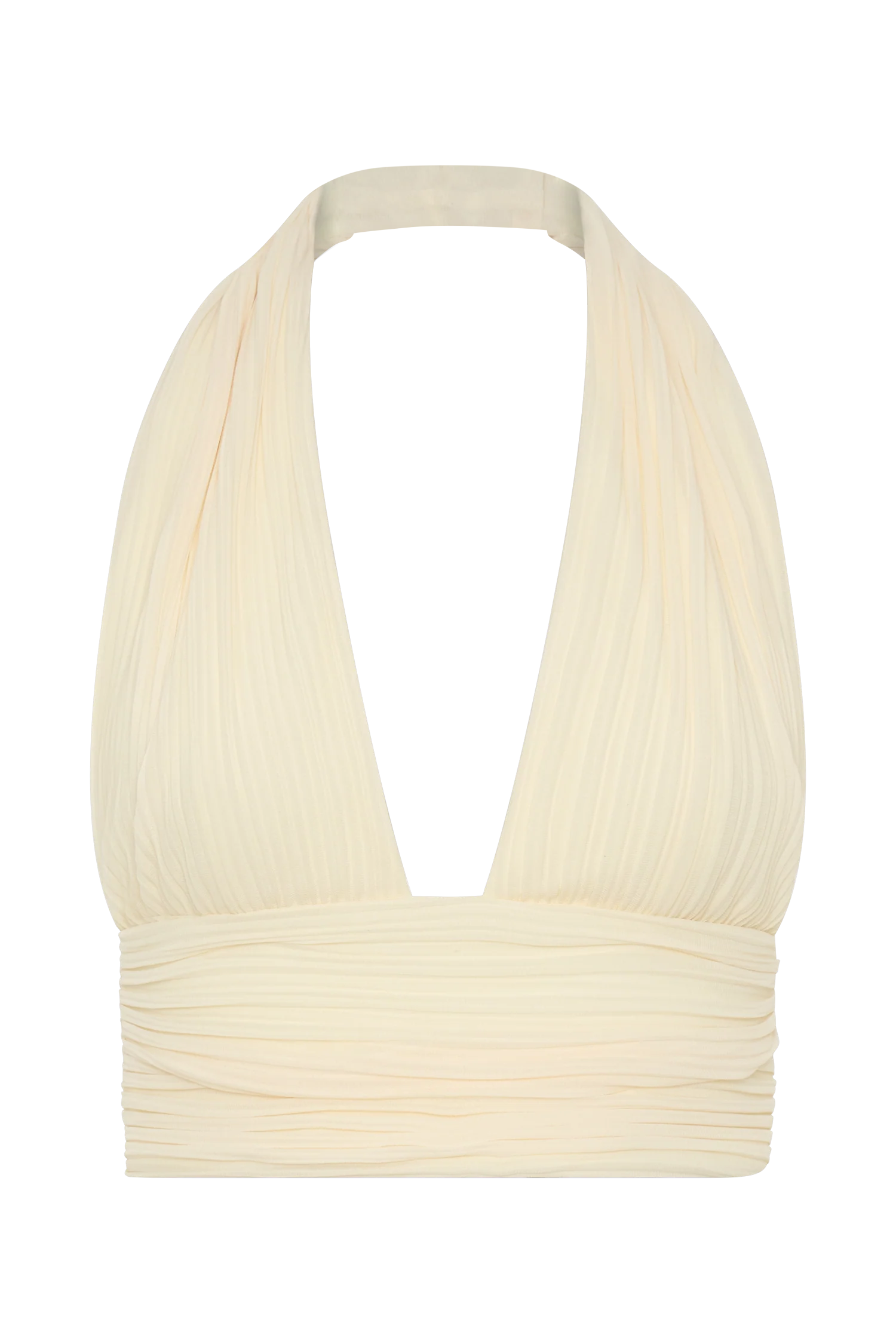 Amaris Sleeveless Plisse Halter Top - Lemon
