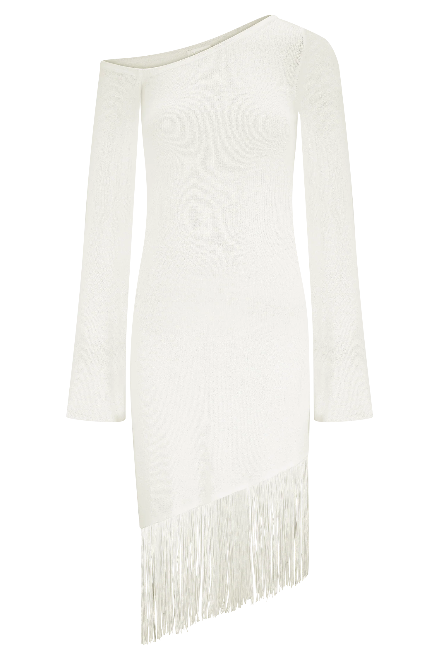 Kayden Fringe Off Shoulder Knit Mini Dress - Ivory