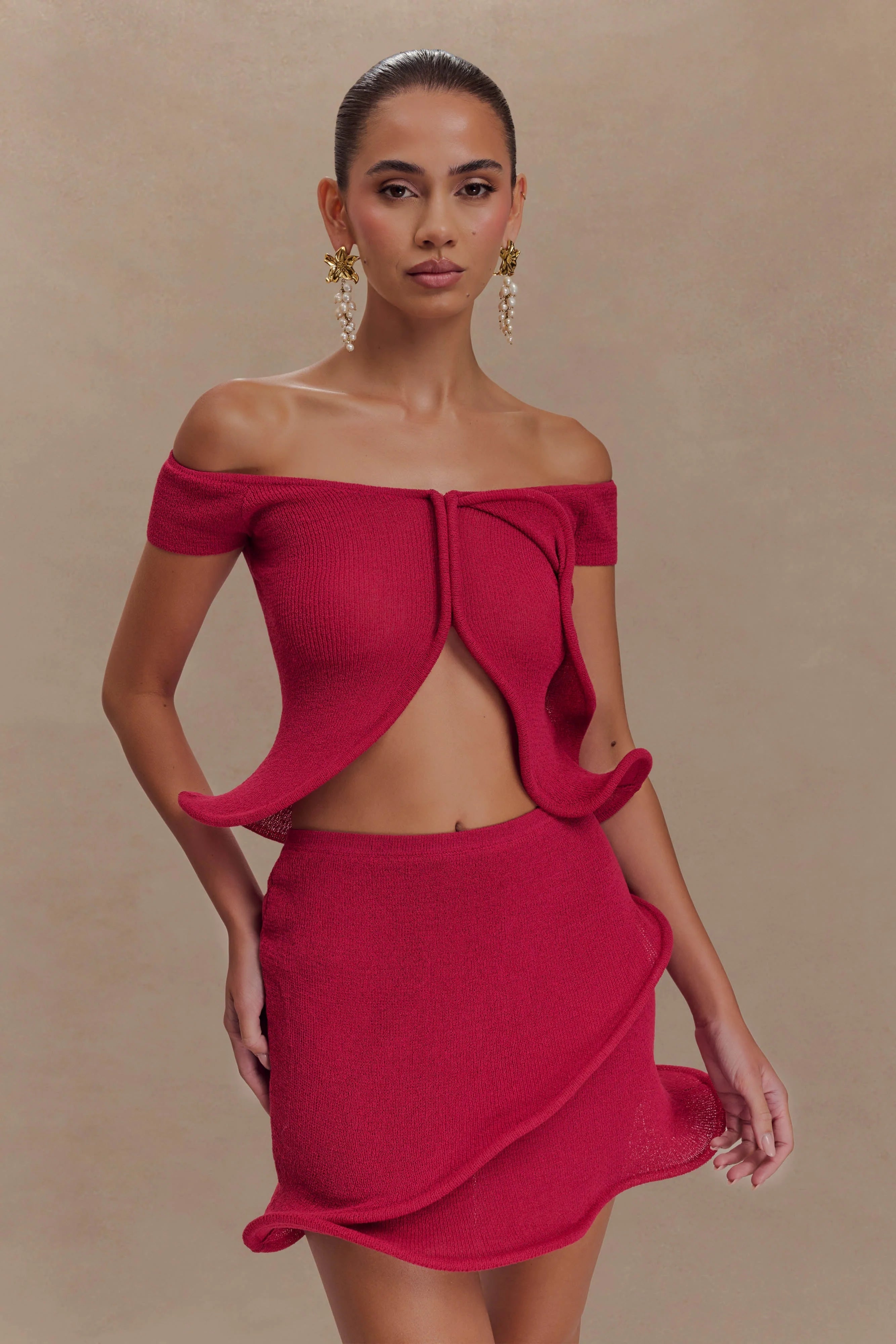 Haisley Knit Mini Skirt - Raspberry