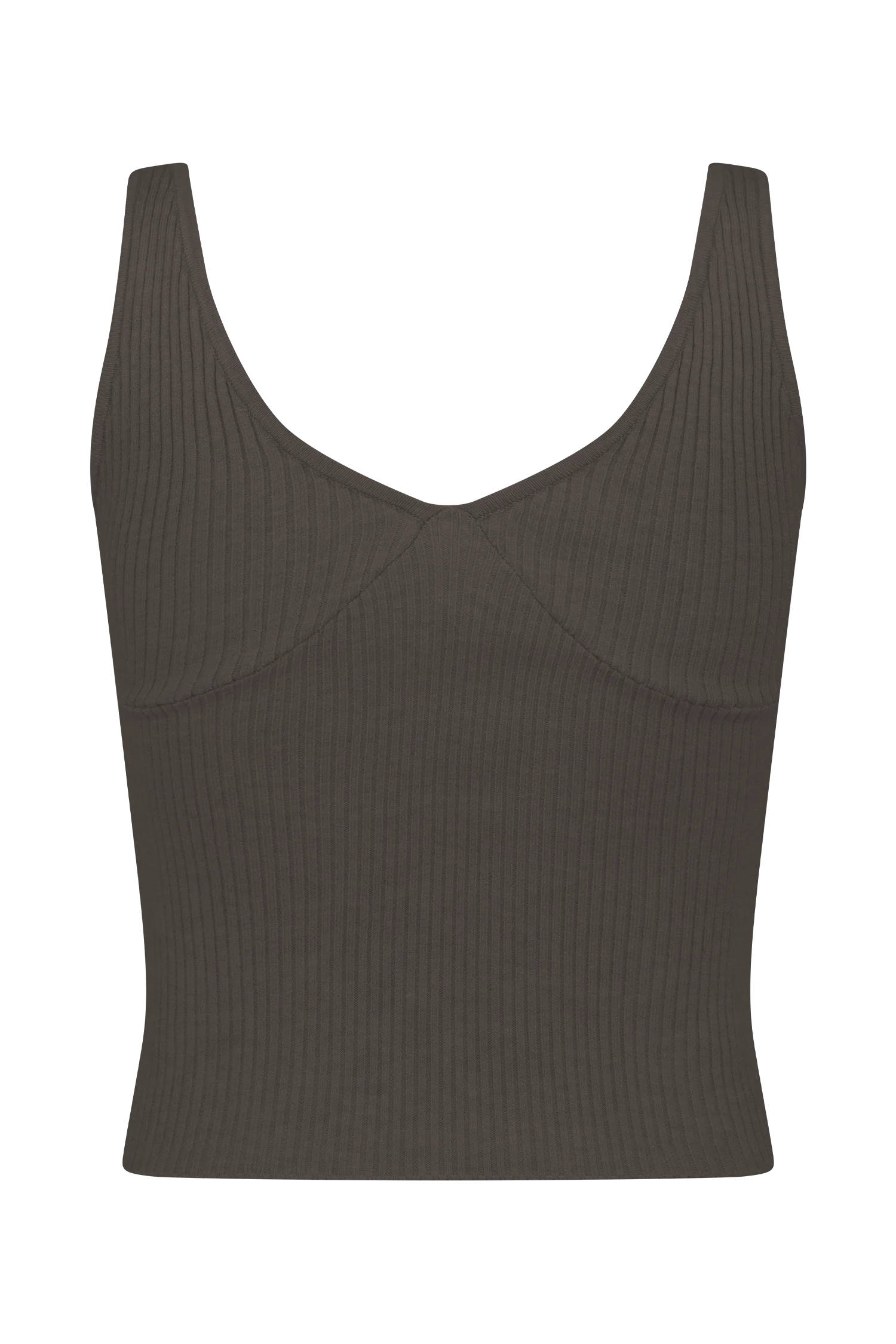 Natalya Ribbed Knit Cami Top - Dark Chocolate