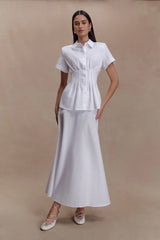 Selma Short Sleeve Linen Shirt - White