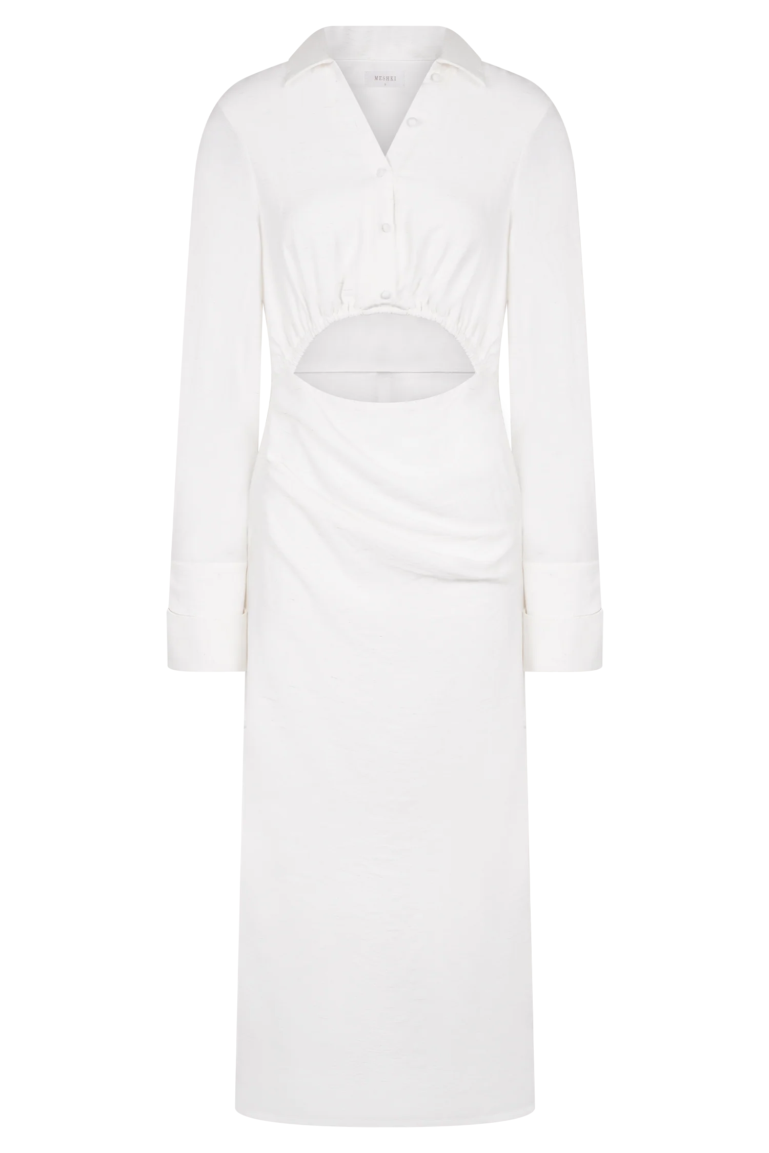 Cecilie Cut Out Shirt Midi Dress - White