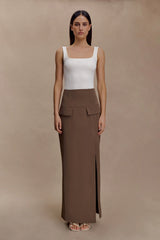 Aisling Ribbed Square Neck Sleeveless Top - Ivory