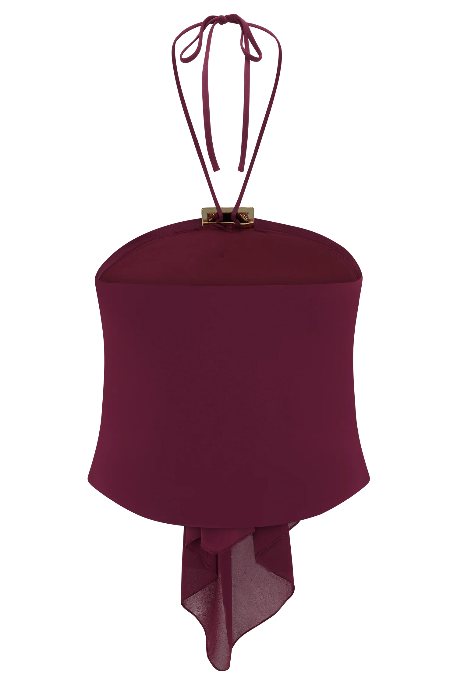 Celina Chiffon Halter Top With Hardware - Cherry Red