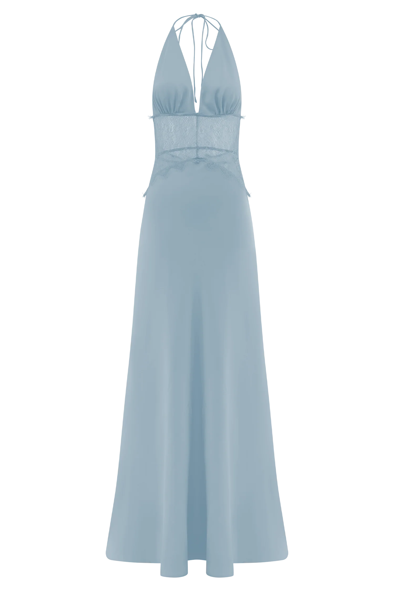 Dinah Lace And Satin Maxi Dress - Cornflower Blue
