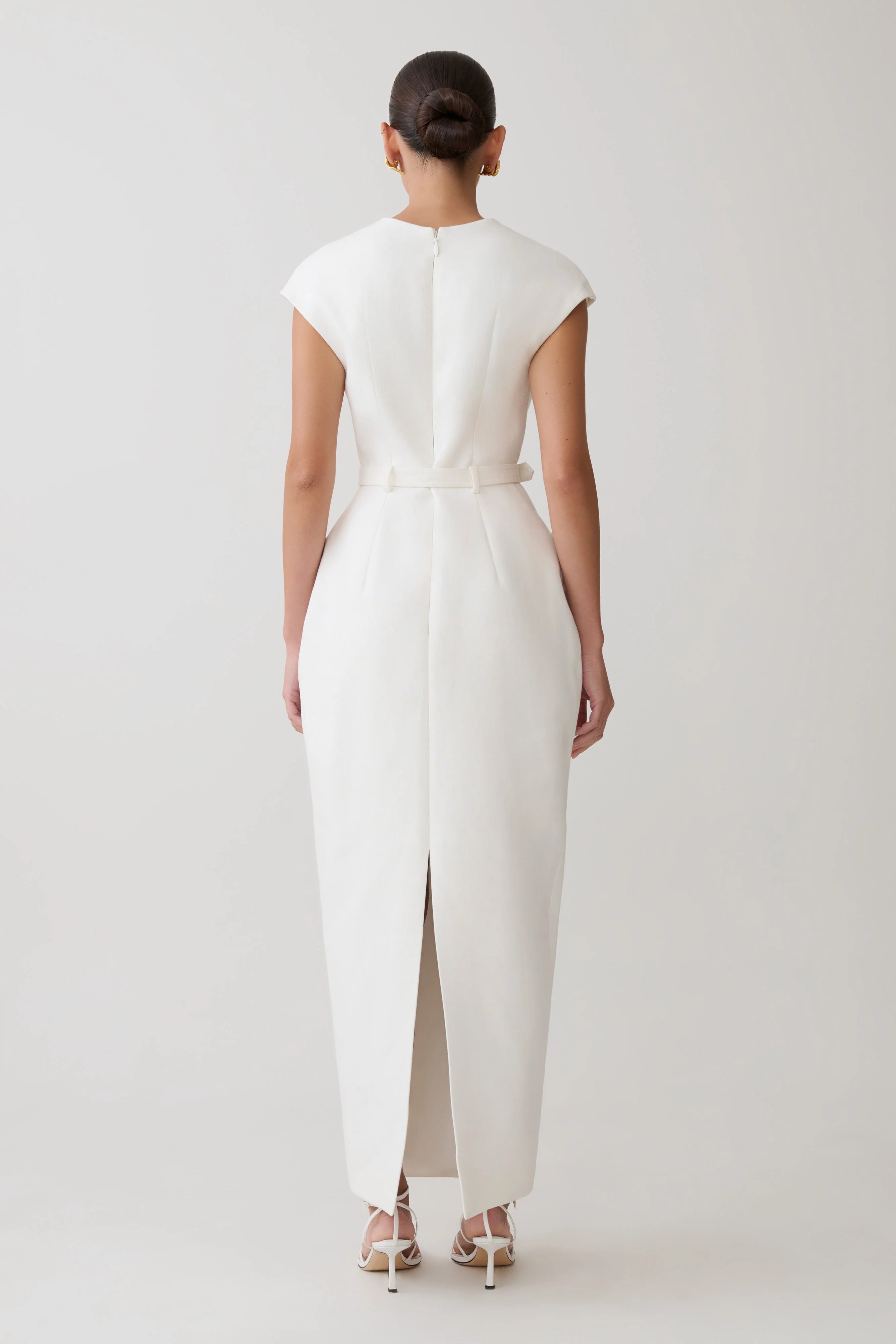 Livia V Neck Linen Maxi Dress - White