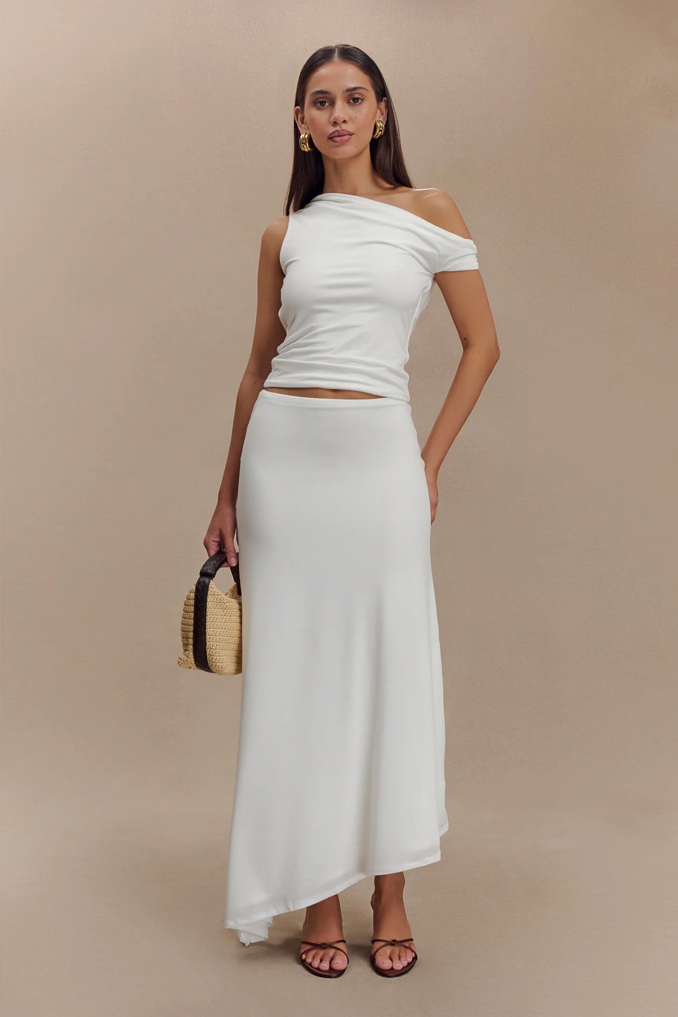 Kacey Slinky Off Shoulder Top - White