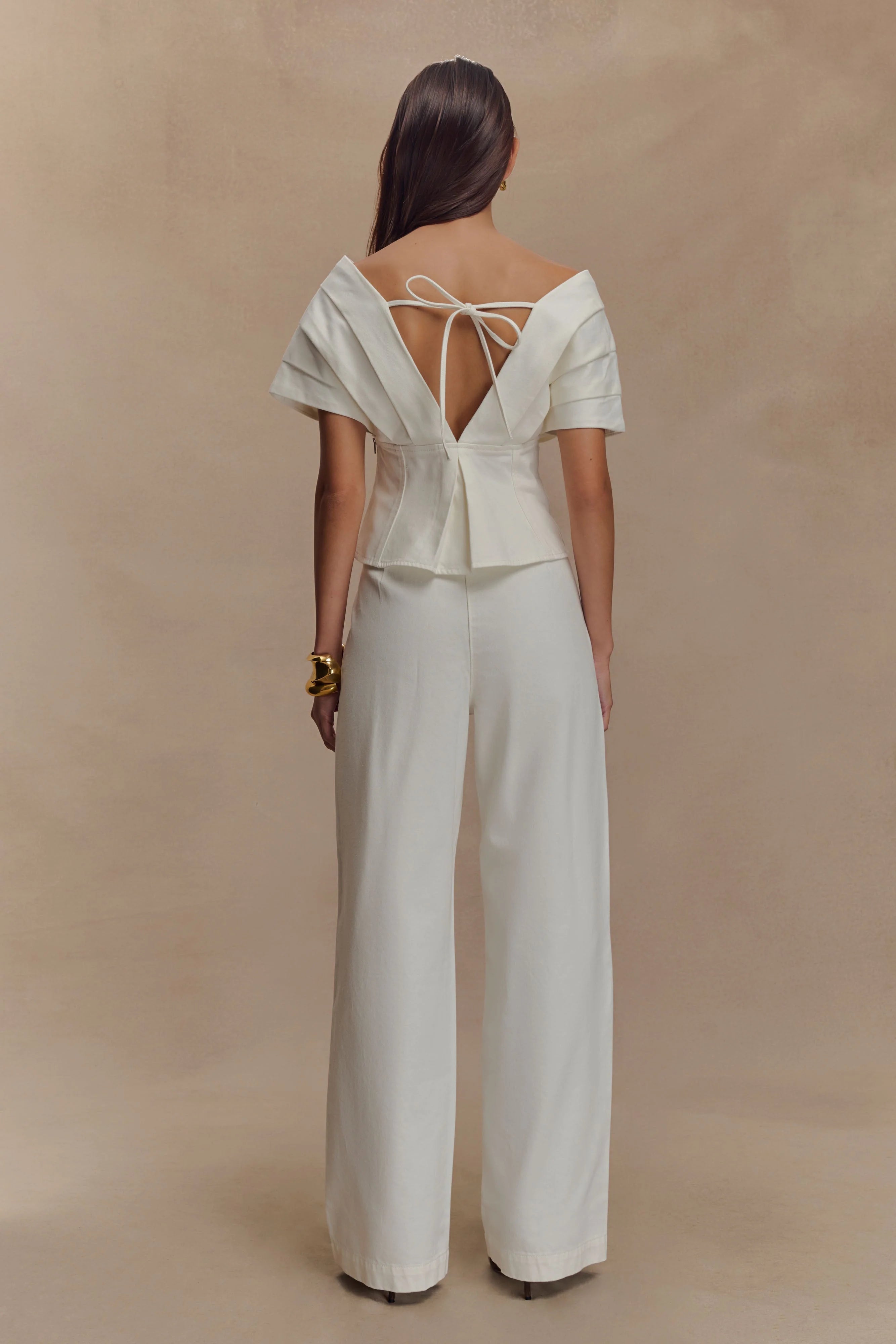 Rayne Off Shoulder Denim Top - White