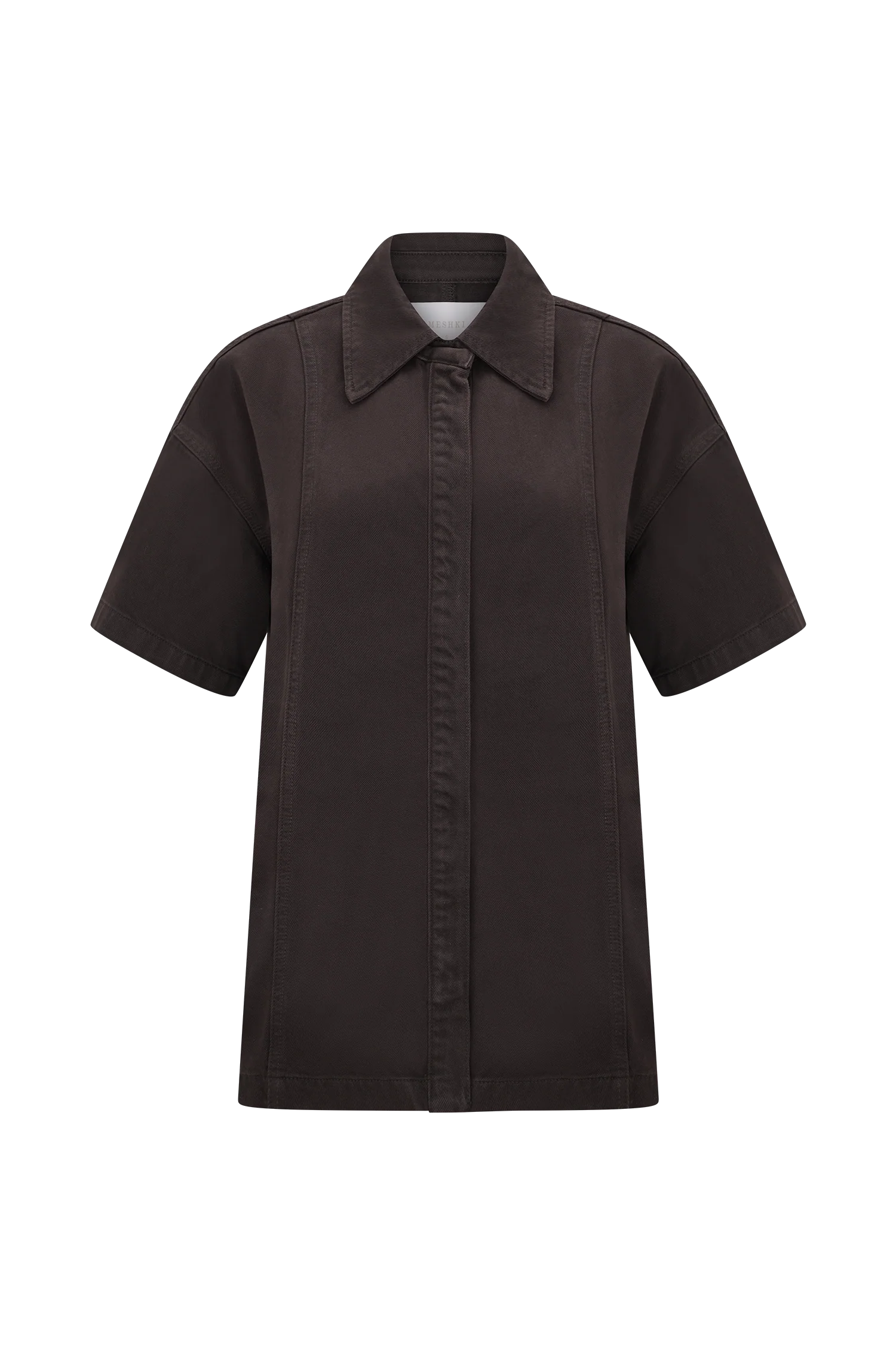 Maya Oversized Denim Shirt - Chocolate