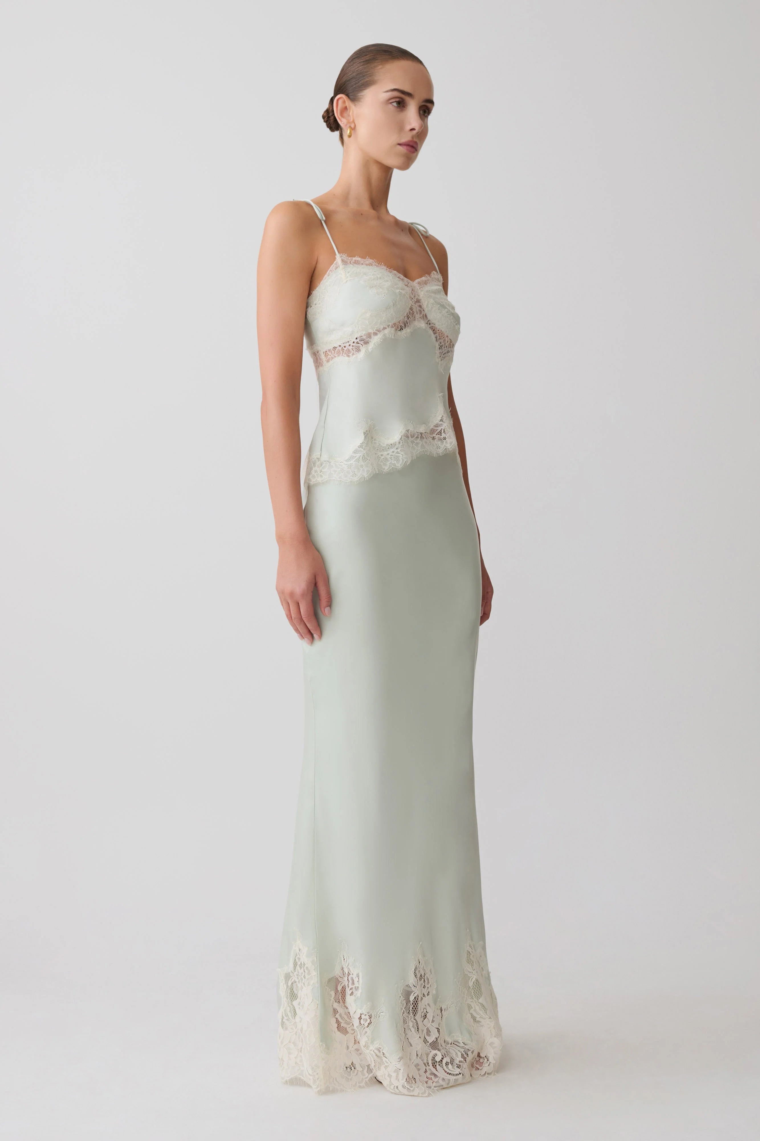 Nina Satin And Lace Camisole - Sage