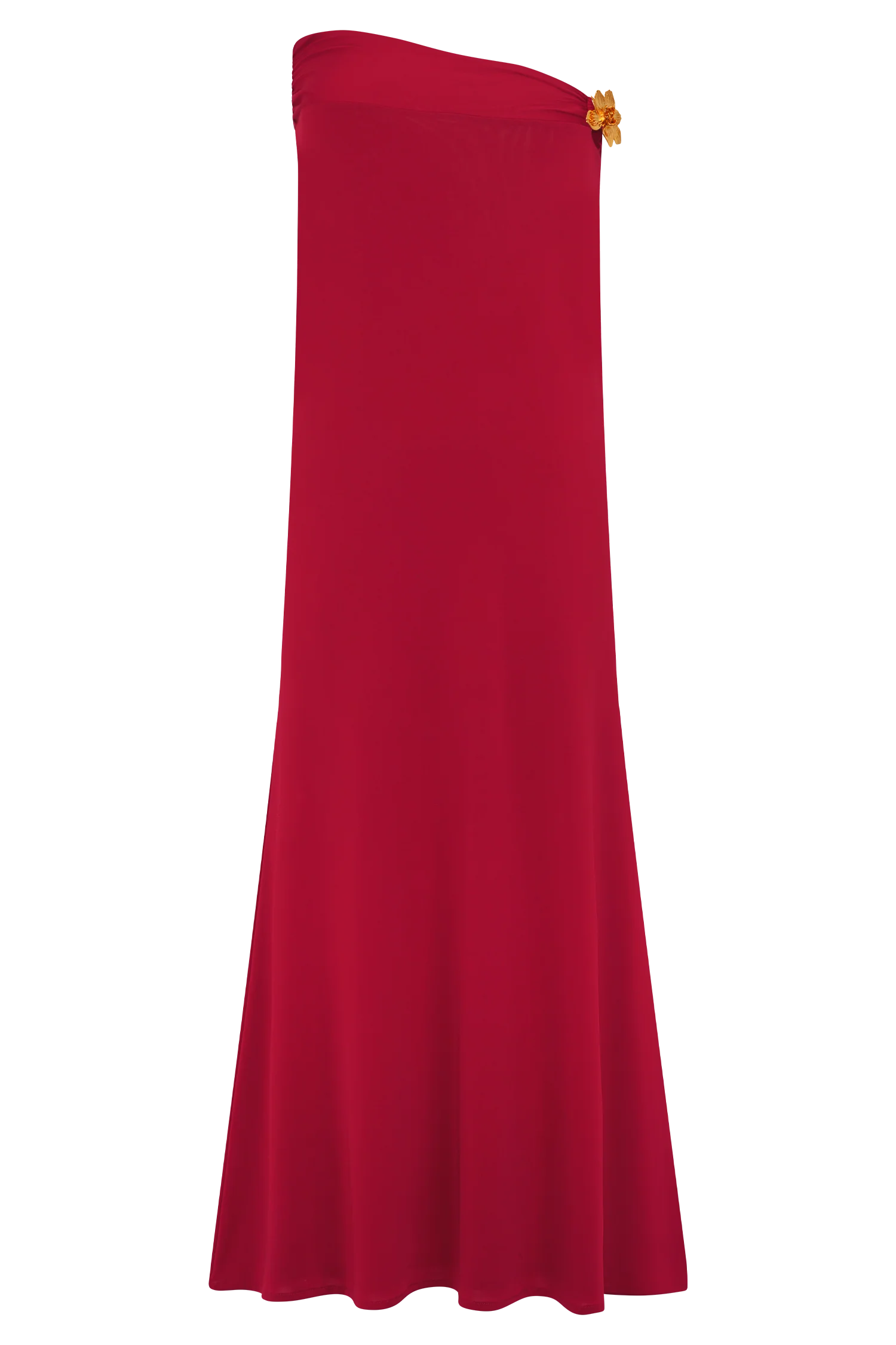 Ainsley Asymmetrical Maxi Skirt With Floral Hardware - Fuchsia Pink