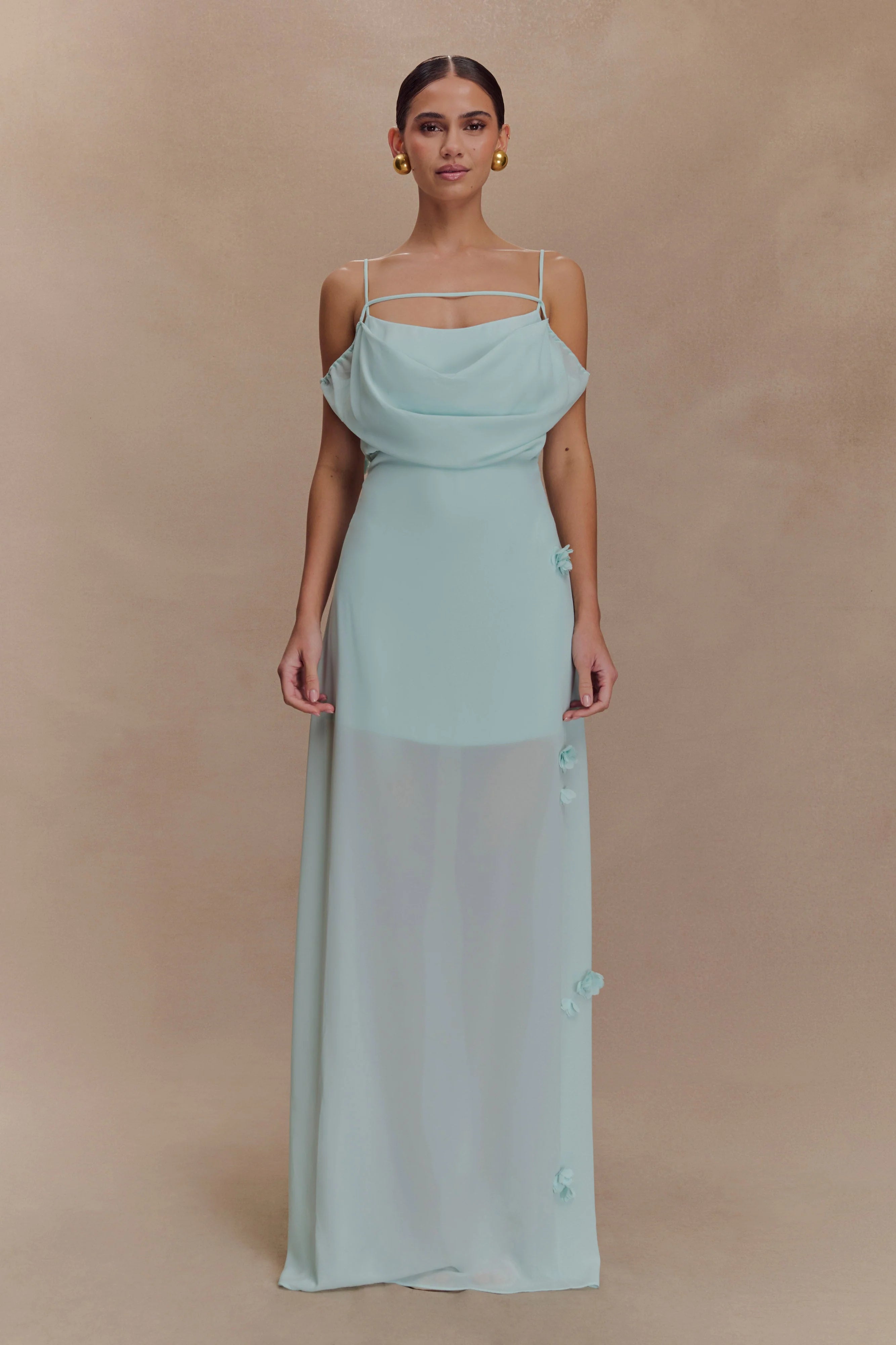 Rosalie Floral Chiffon Maxi Dress - Lagoon
