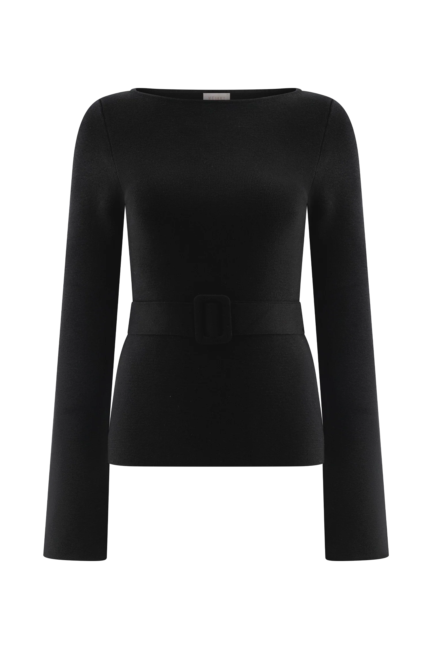 Justine Belted Knit Top - Black