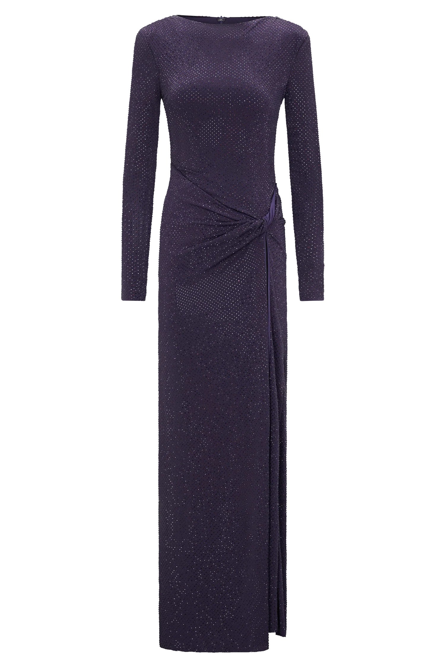 Deanna Long Sleeve Diamante Maxi Dress - Purple