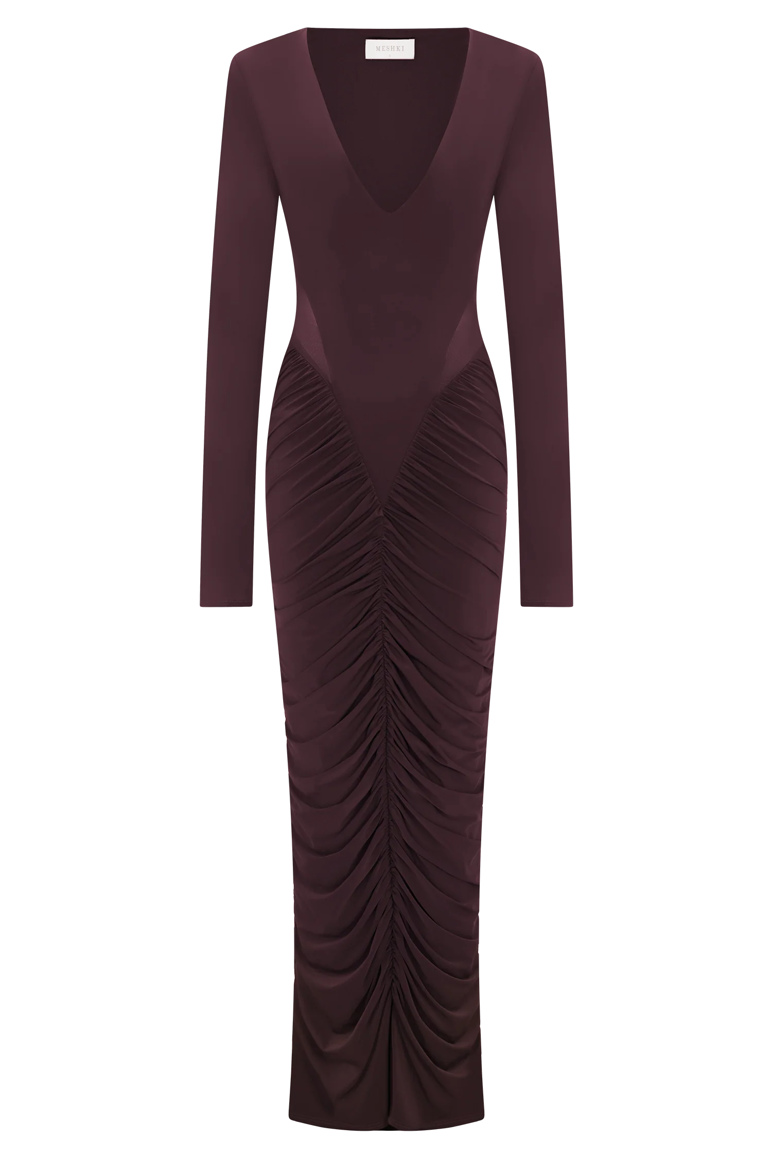 Louanne Slinky Long Sleeve Maxi Dress - Burgundy