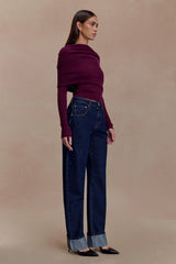 Kirralee Straight Leg Cuffed Jeans - Indigo Blue