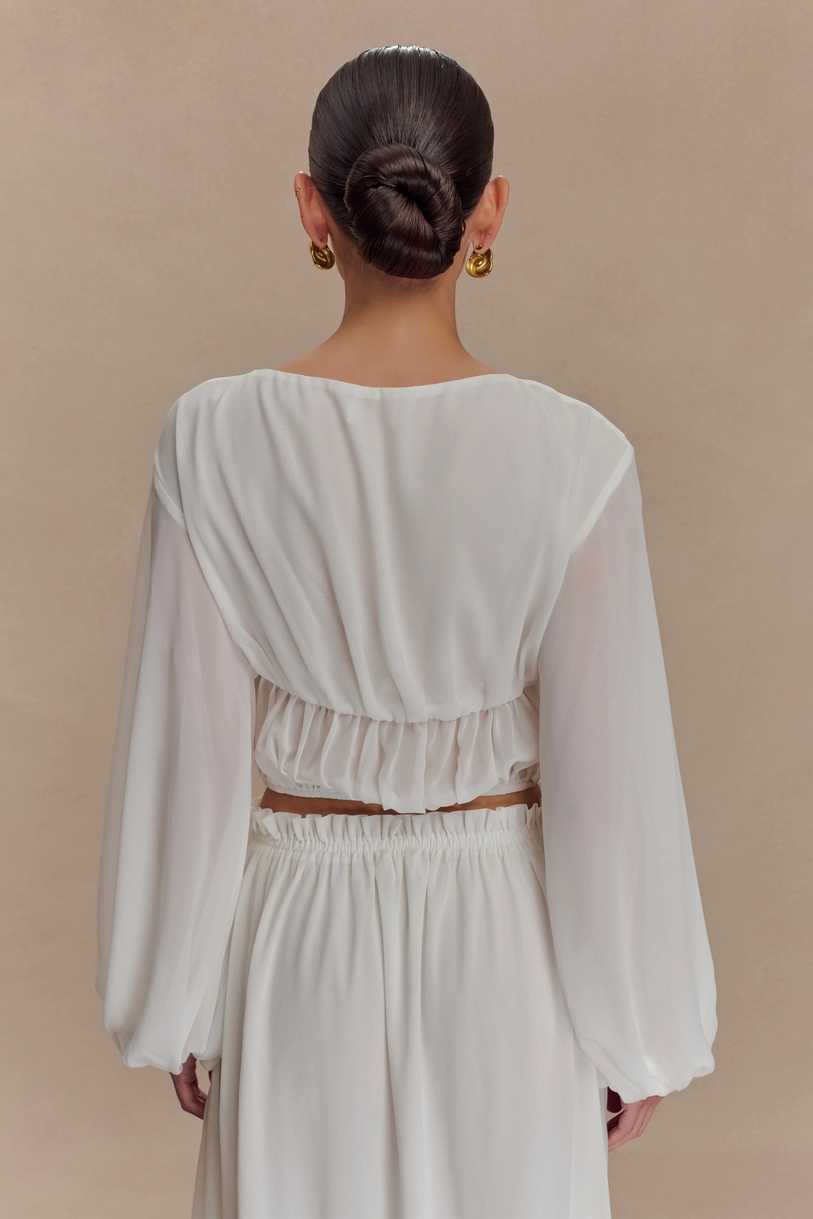 Carlie Chiffon Cross Tie Top - Ivory