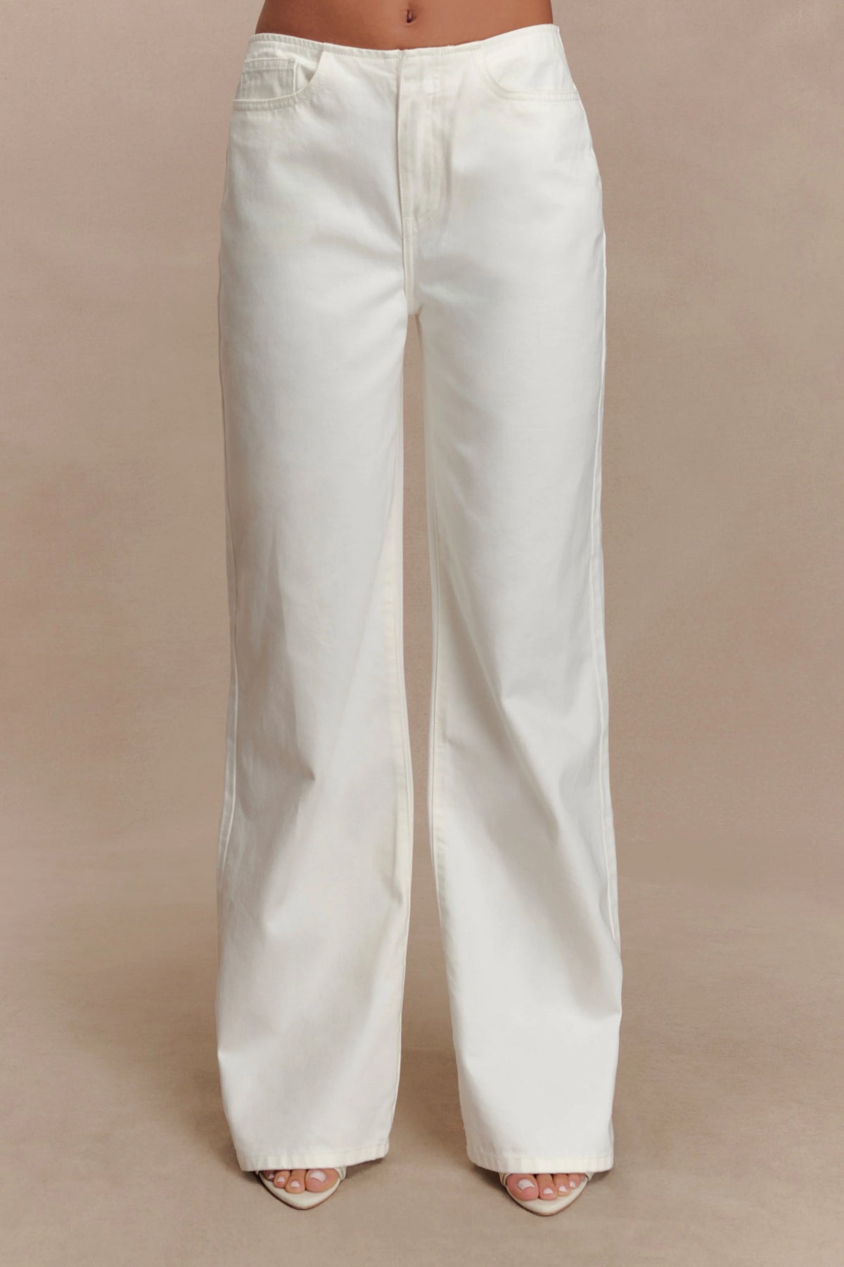 Caitlin Mid Rise Denim Jeans - White