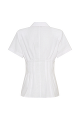 Selma Short Sleeve Linen Shirt - White