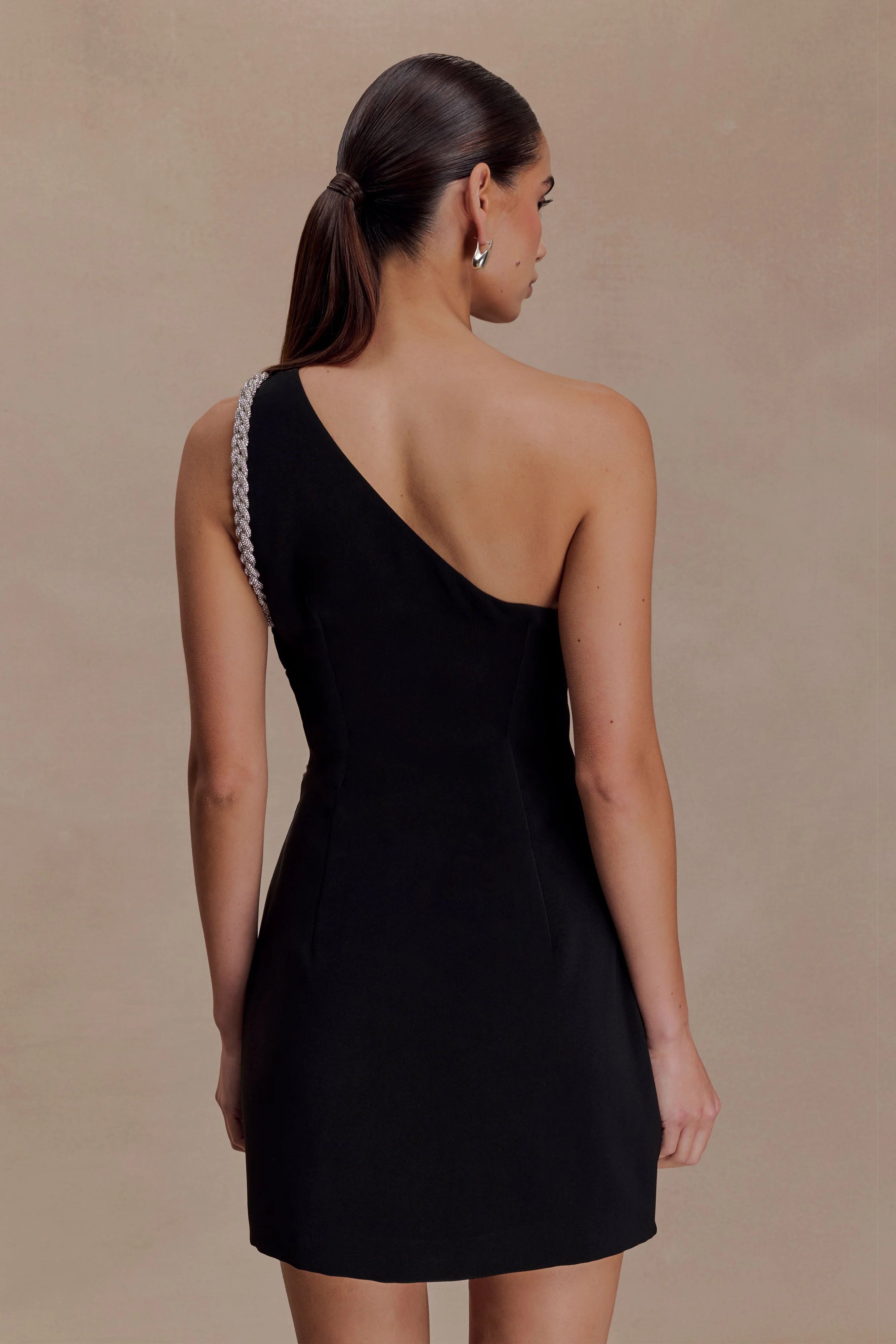 Eleonora Diamante Trim Mini Dress - Black