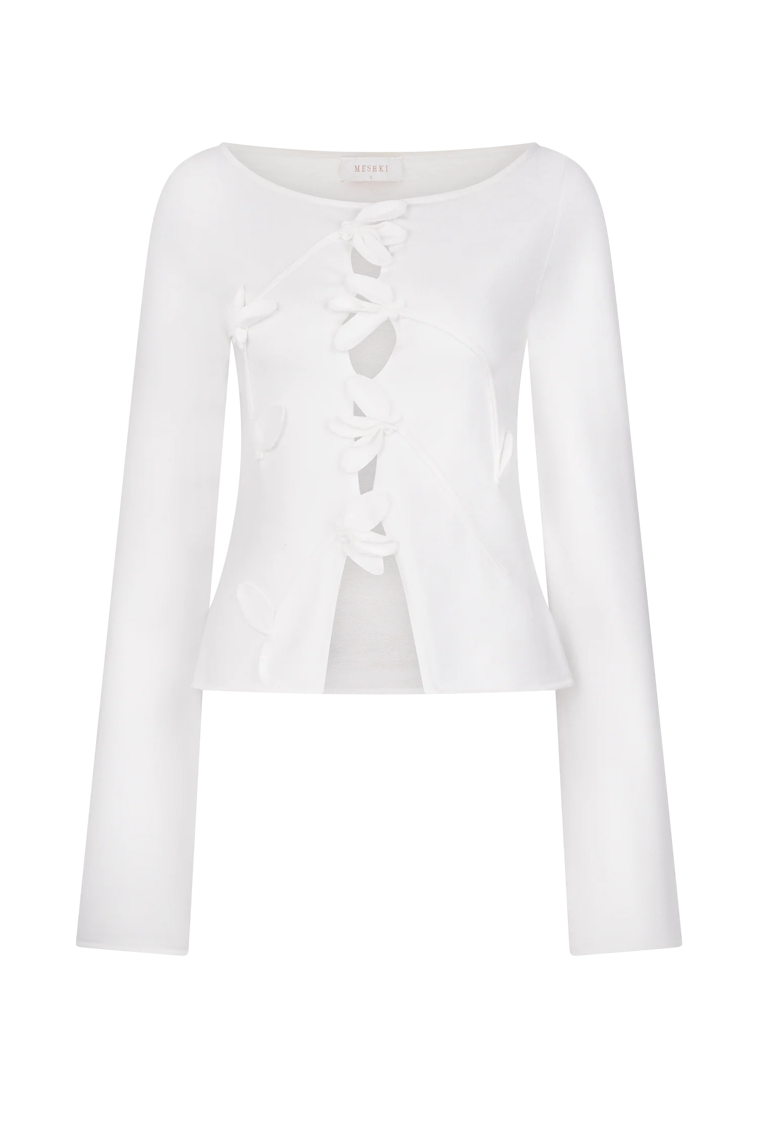 Alejandra Floral Long Sleeve Knit Top - White