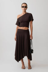 Luu Slinky Midi Skirt - Dark Chocolate