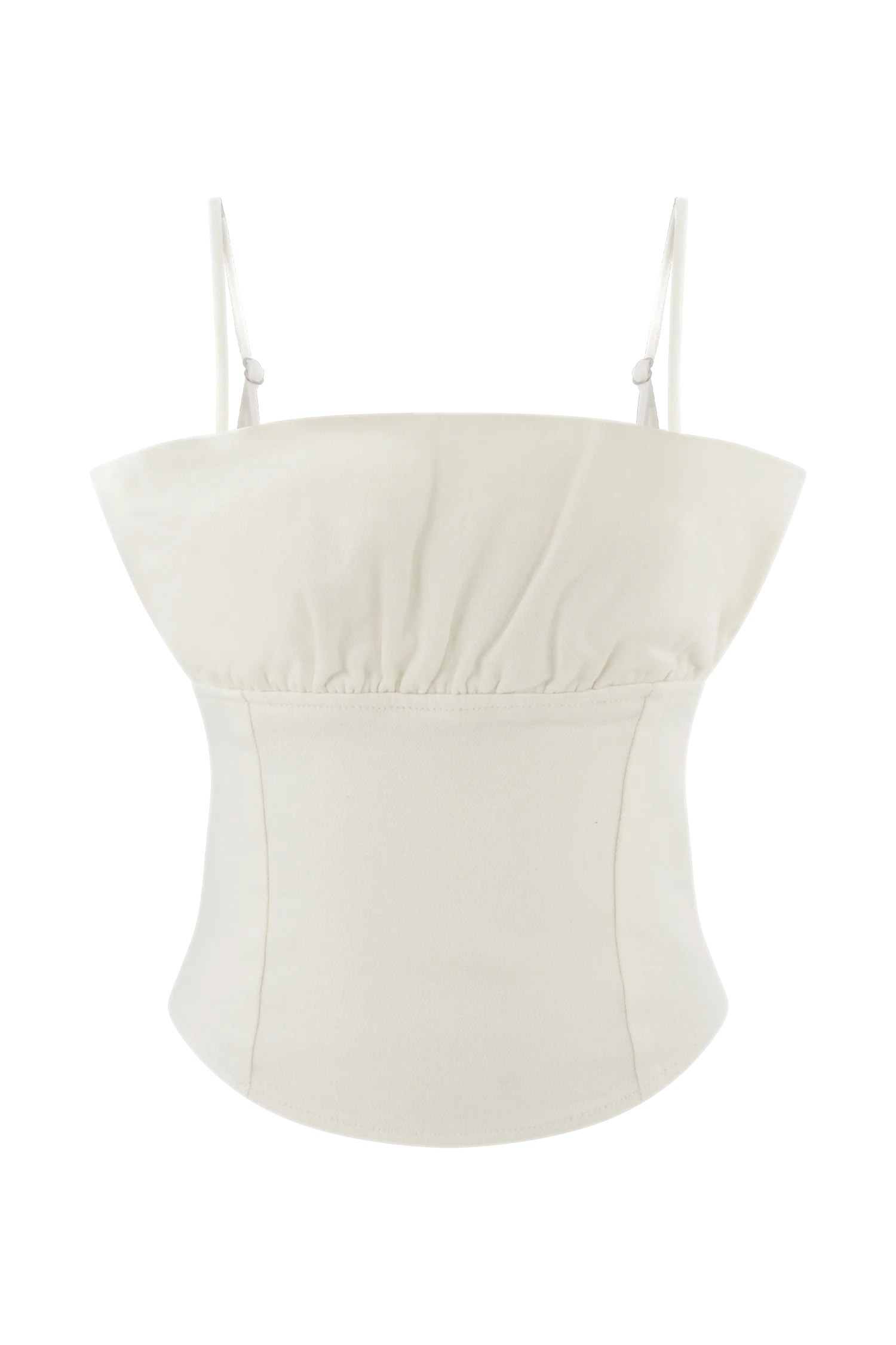Cecilia Denim Frill Corset - White