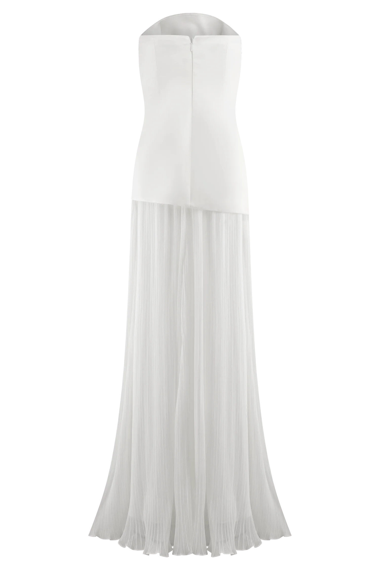 Juno Strapless Pleated Maxi Gown - White