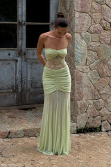 Khadijah Lace And Mesh Maxi Dress - Sage