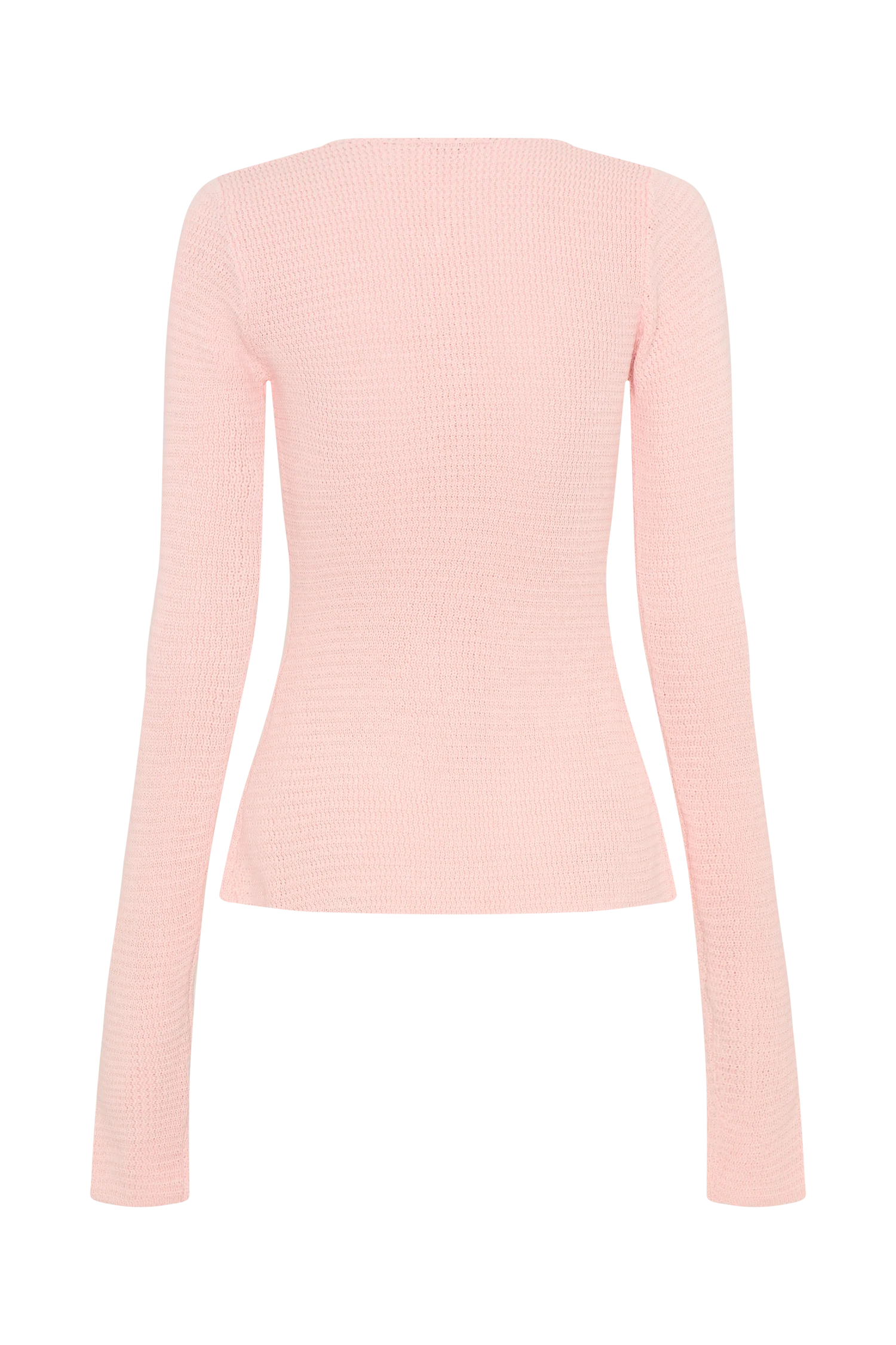 Noah Knit Tie Long Sleeve Top - Baby Pink