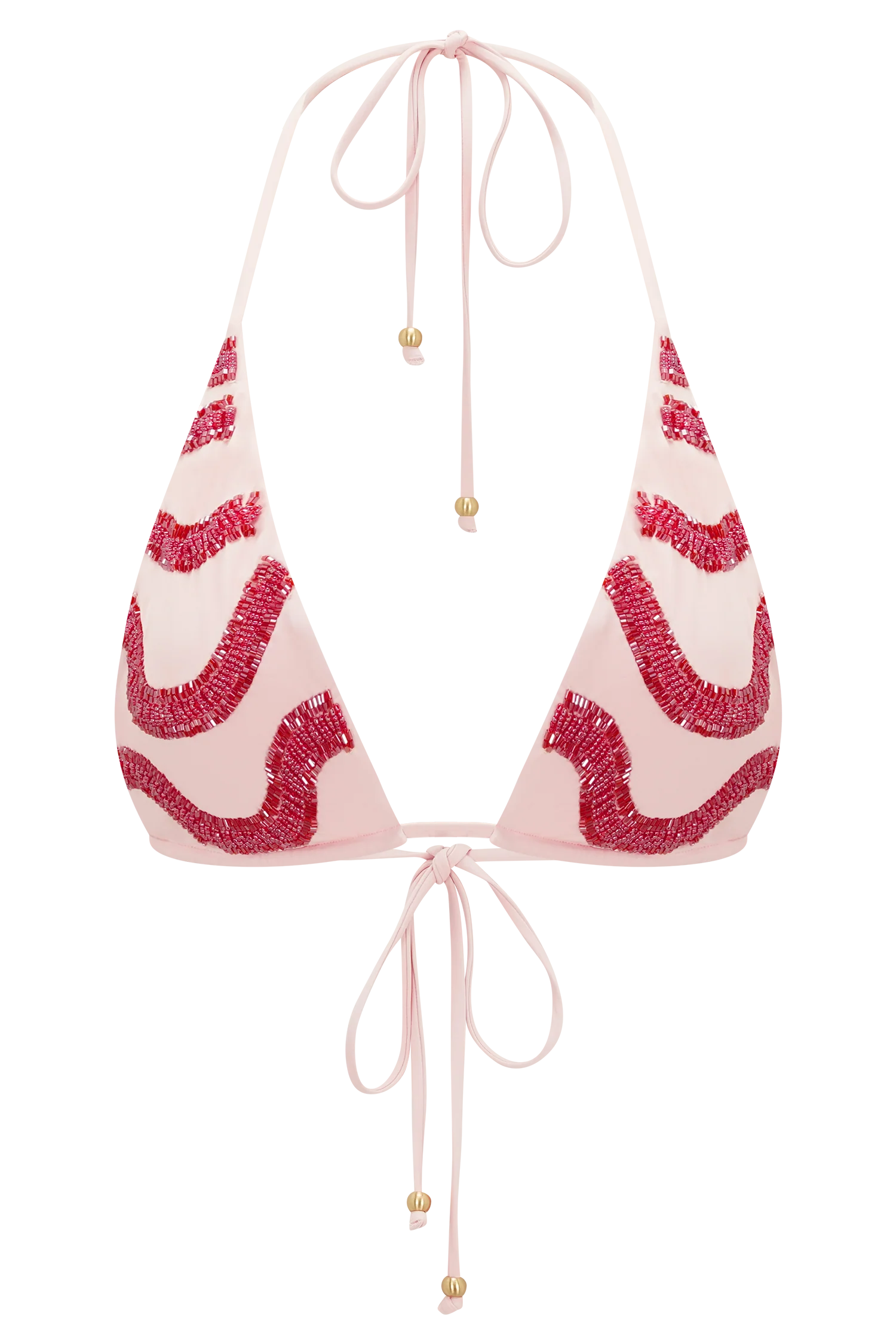 Robyn Beaded Triangle Bikini Top - Pink